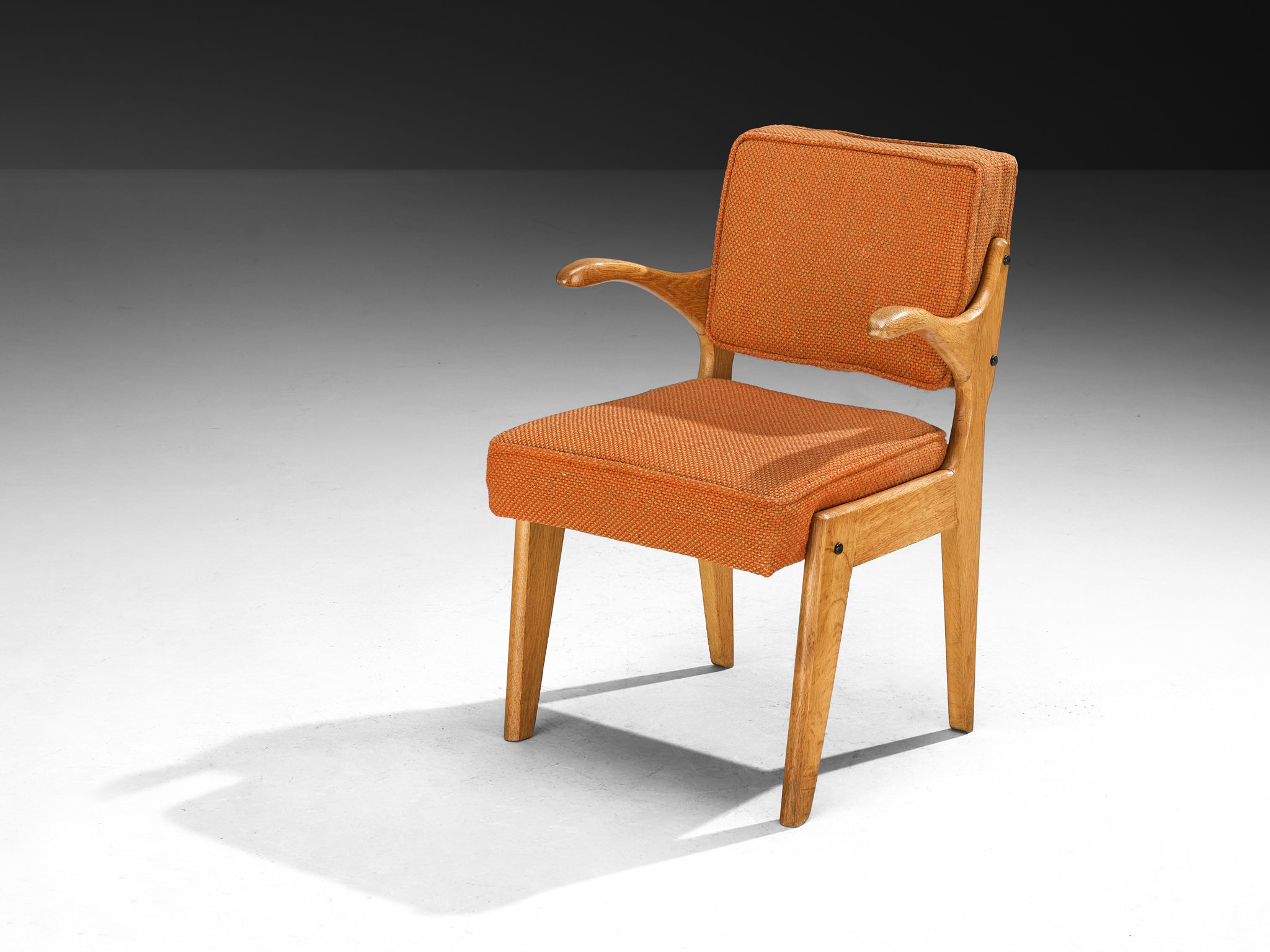 Guillerme & Chambron for Votre Maison 'Bridge Etudiant' Armchair with Orange Upholstery Seating Morentz