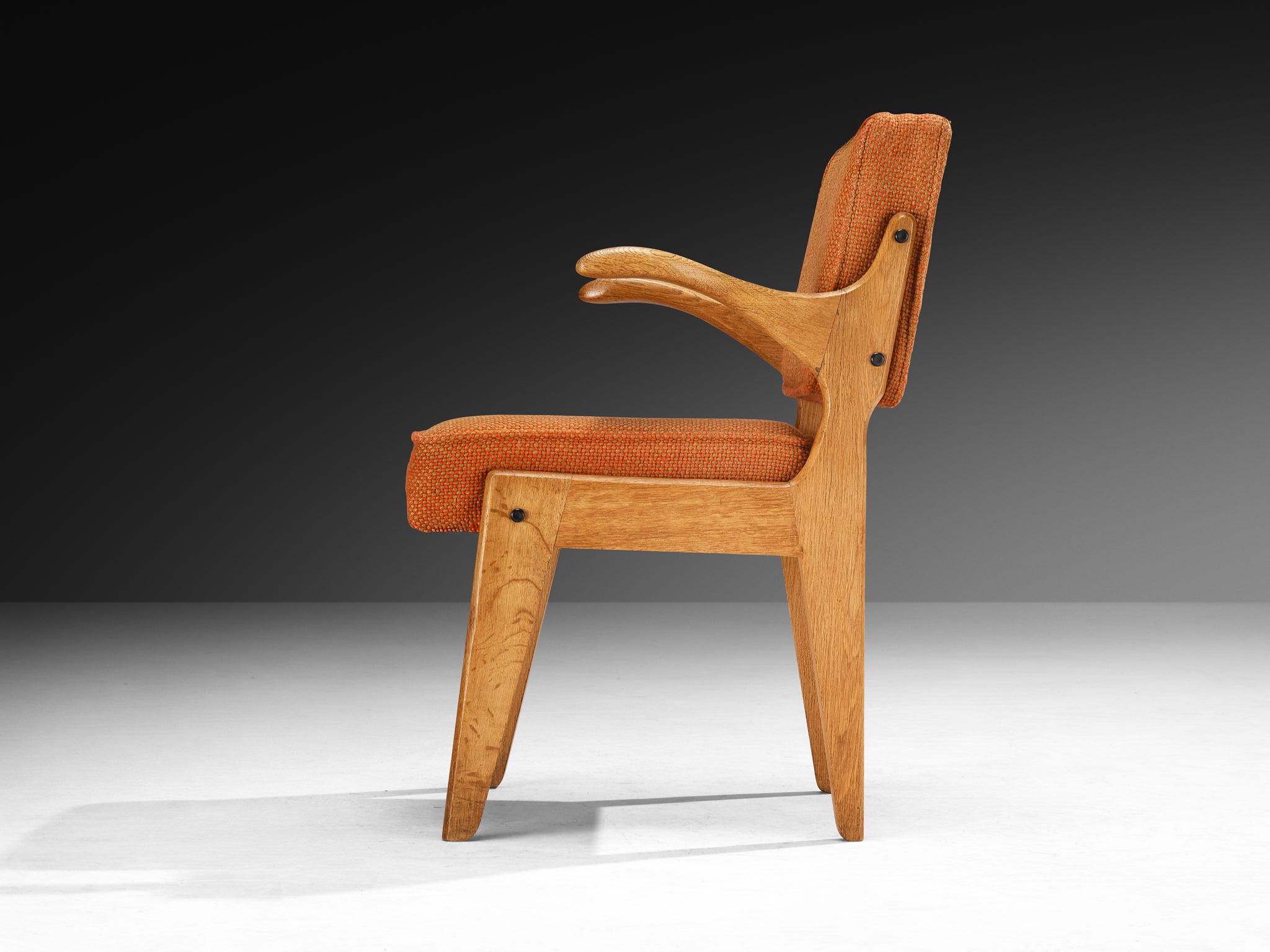 Guillerme & Chambron for Votre Maison 'Bridge Etudiant' Armchair with Orange Upholstery Seating Morentz
