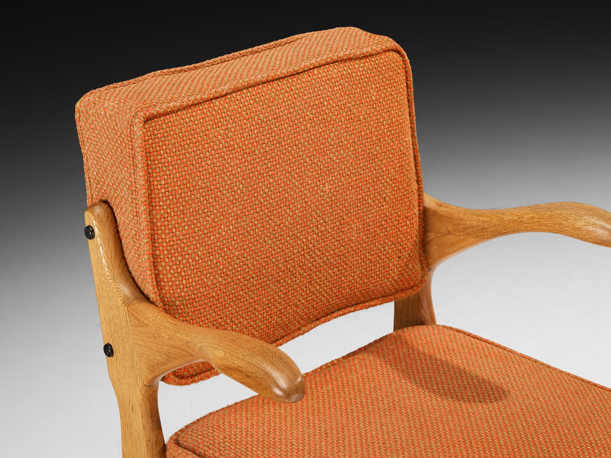 Guillerme & Chambron for Votre Maison 'Bridge Etudiant' Armchair with Orange Upholstery Seating Morentz