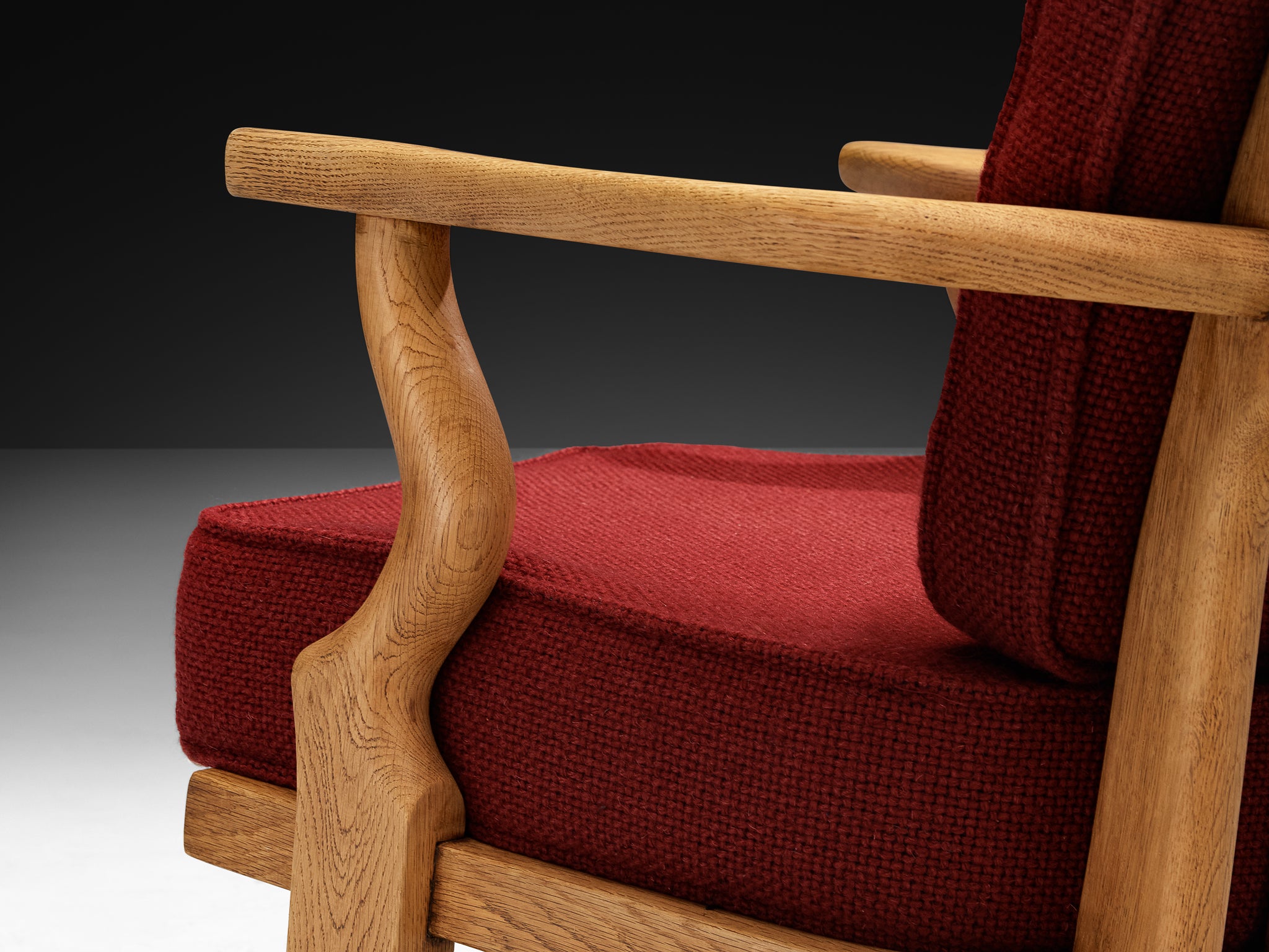 Guillerme & Chambron Pair of 'Petit Repos' Lounge Chairs in Solid Oak Seating Morentz