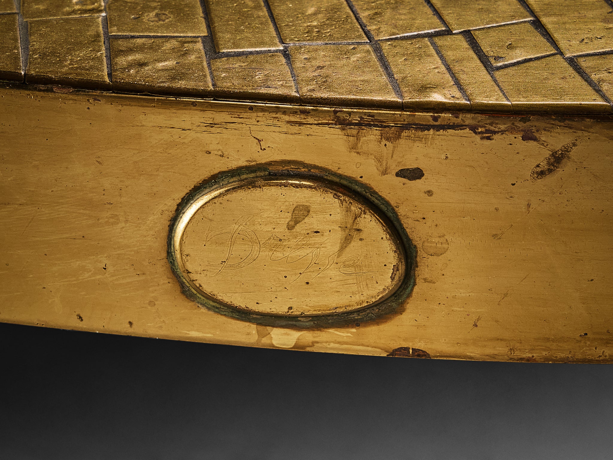 Jean Claude Dresse Mosaic Coffee Table in Brass Tables Morentz