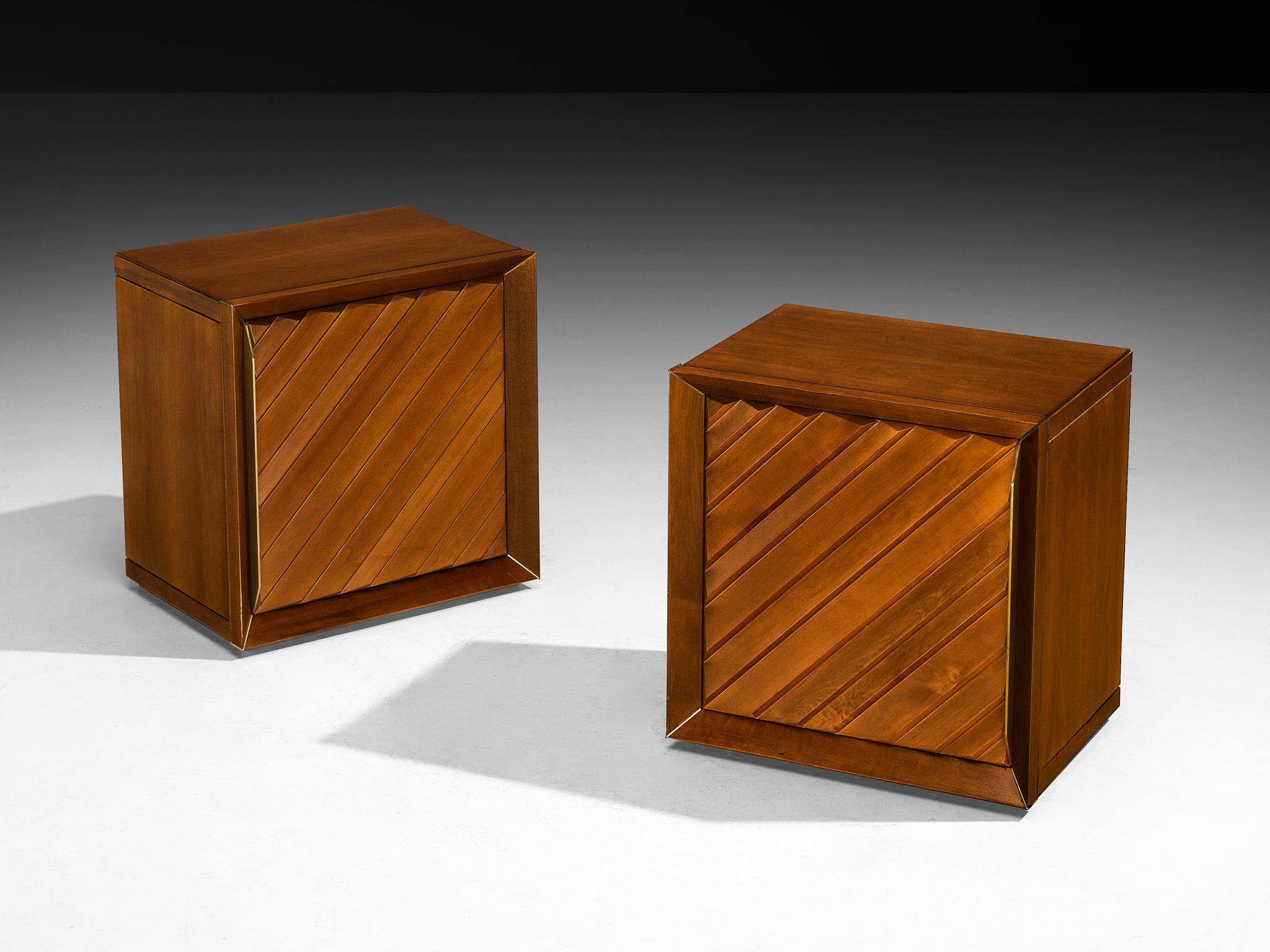 Luciano Frigerio Pair of Nightstands in Walnut and Brass More Furniture and Collectibles Morentz