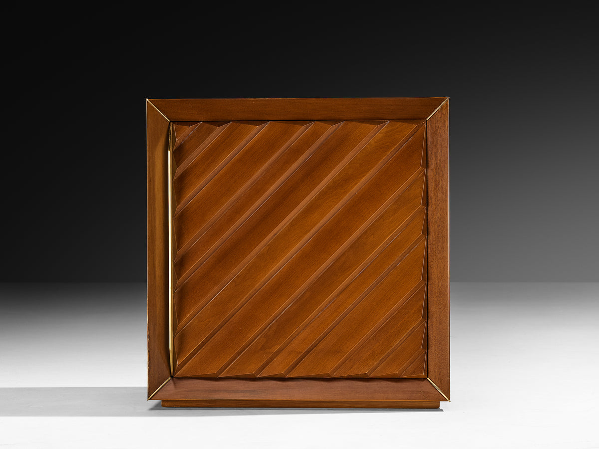 Luciano Frigerio Pair of Nightstands in Walnut and Brass More Furniture and Collectibles Morentz