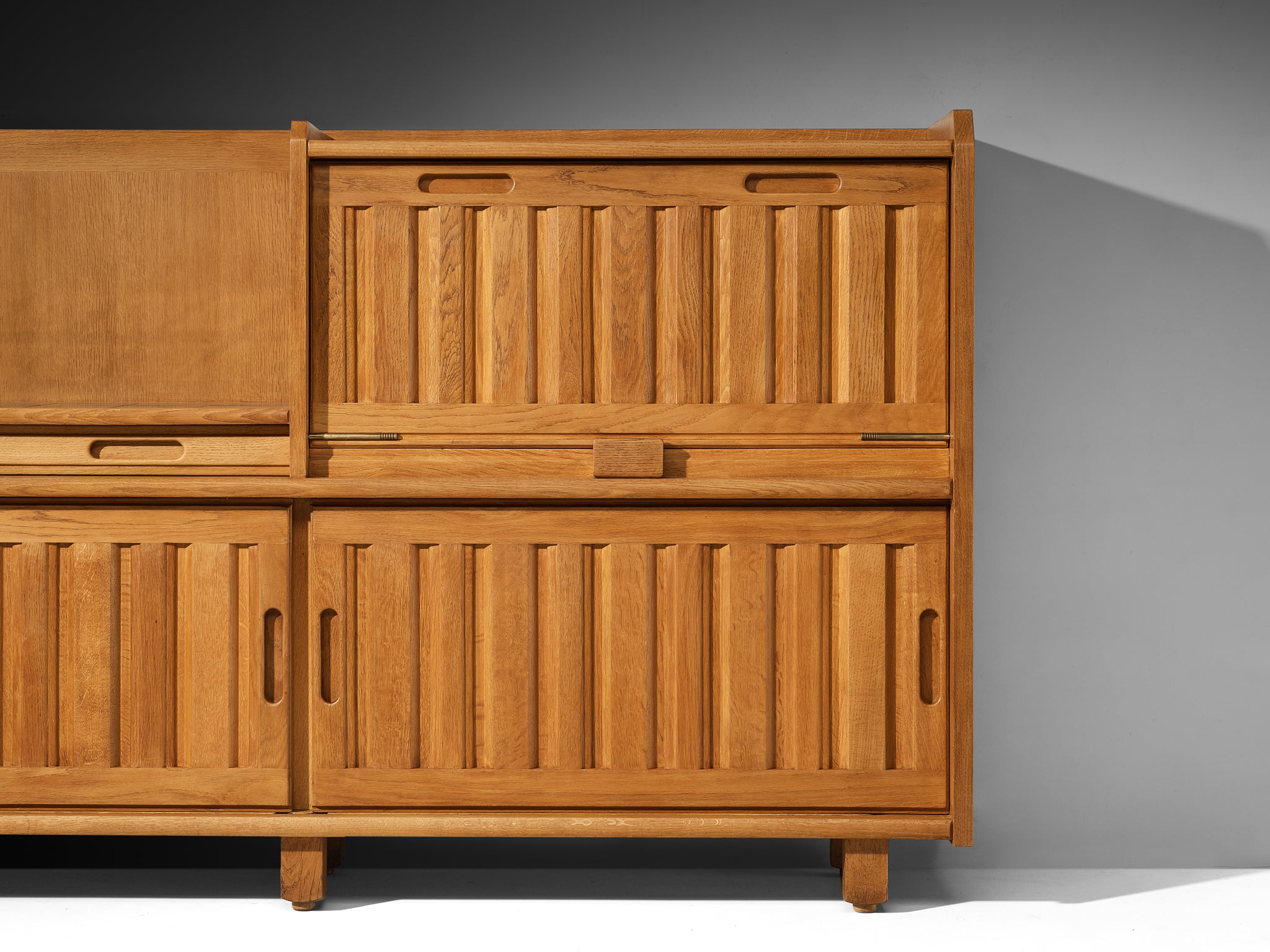 Guillerme et Chambron for Votre Maison Sideboard in Oak with Tile Inlay Case pieces and storage cabinets Morentz