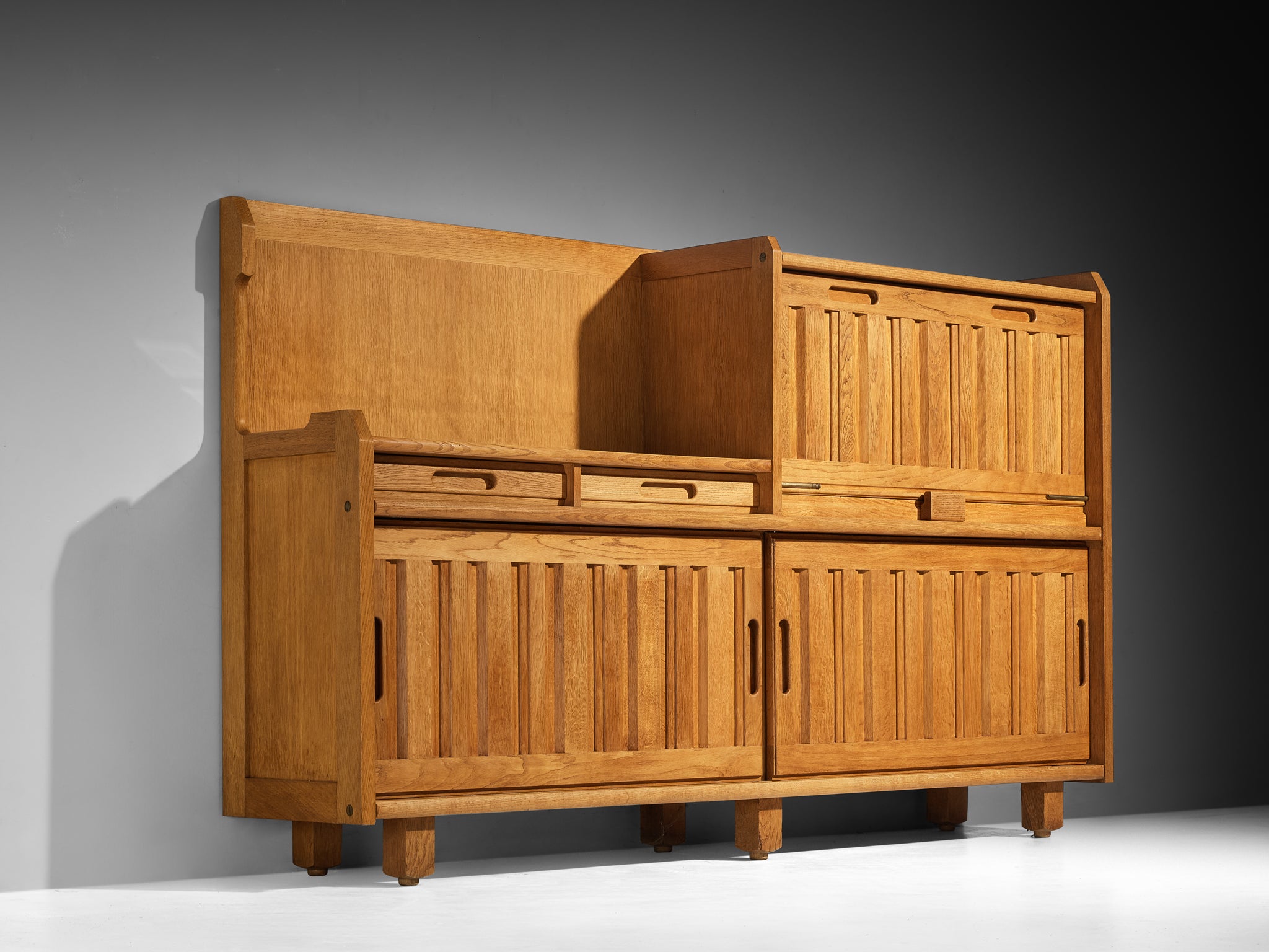 Guillerme & Chambron for Votre Maison Sideboard in Oak with Tile Inlay Case pieces and storage cabinets Morentz