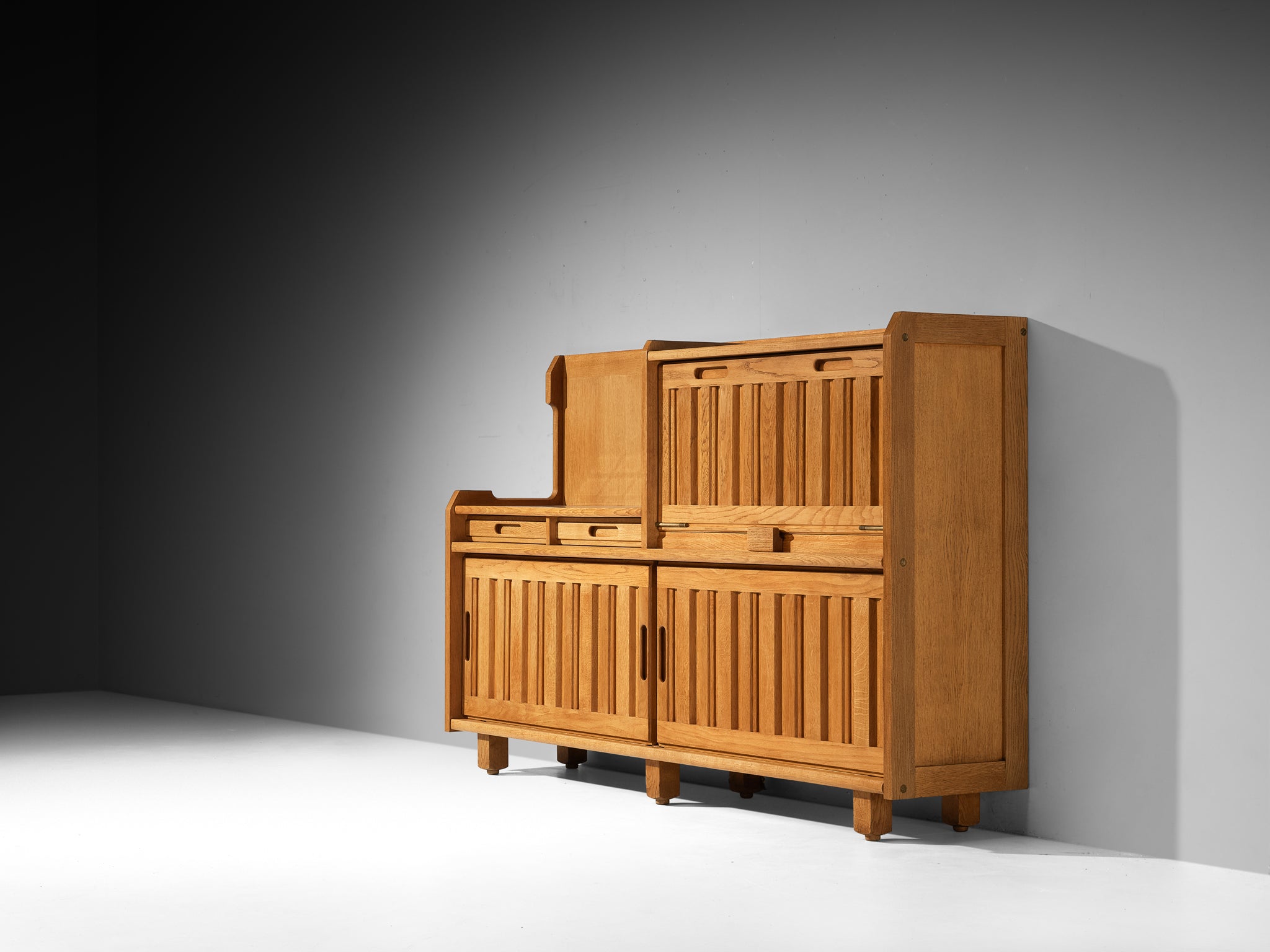 Guillerme et Chambron for Votre Maison Sideboard in Oak with Tile Inlay Case pieces and storage cabinets Morentz