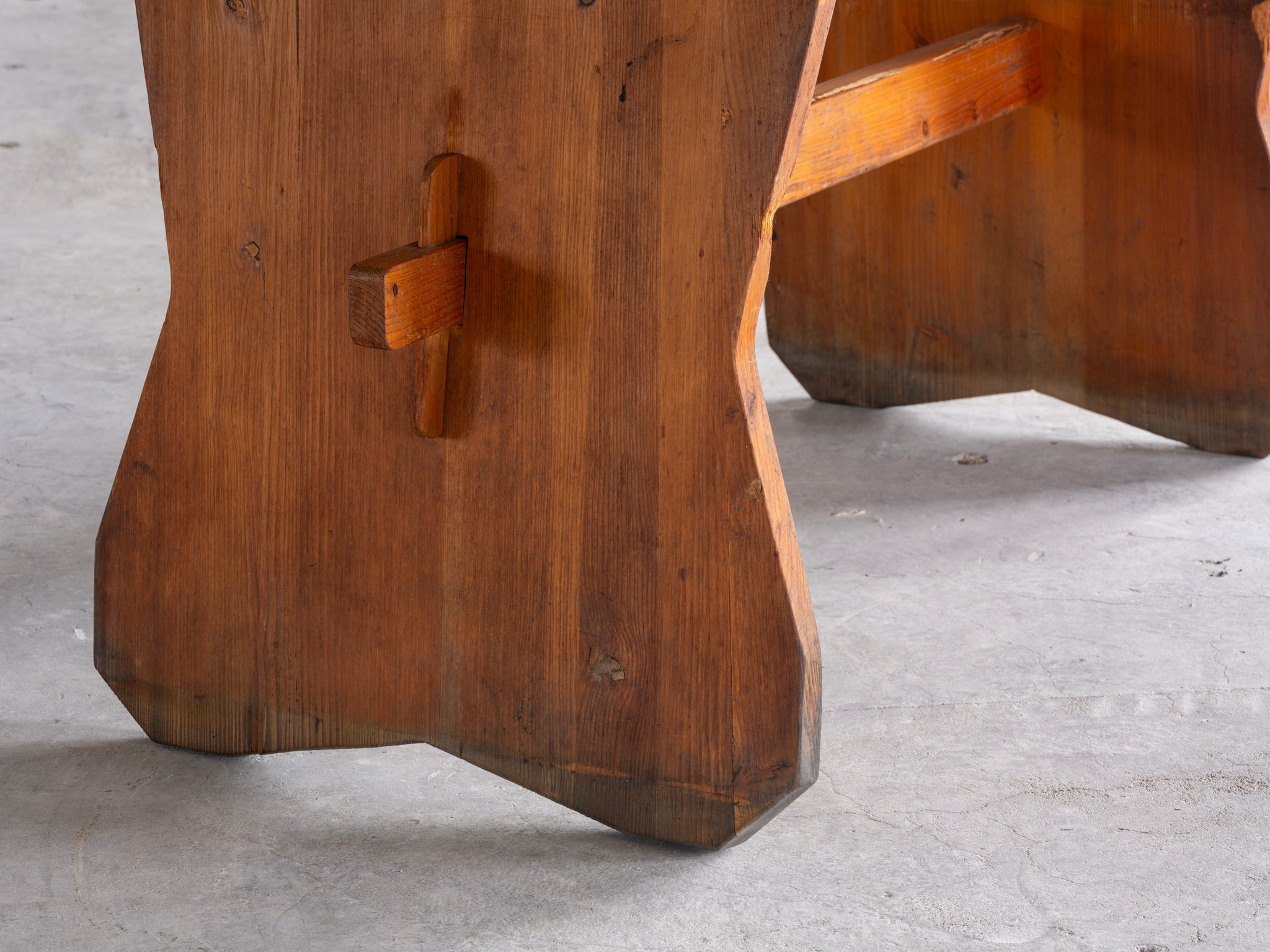 1950s Sculptural French Chalet Set of Carved Tables and Chairs in Solid Pine