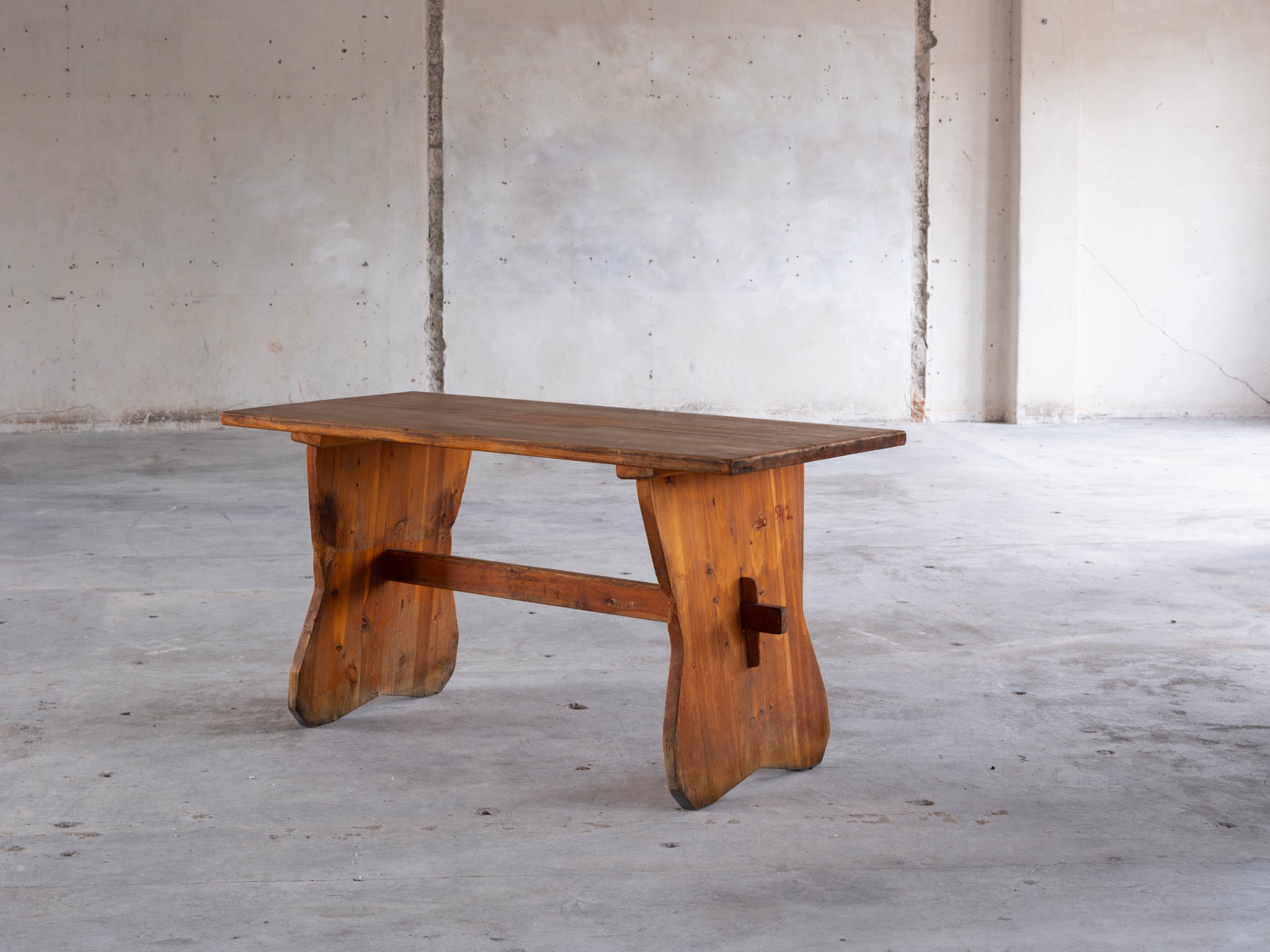 1950s Sculptural French Chalet Set of Carved Tables and Chairs in Solid Pine