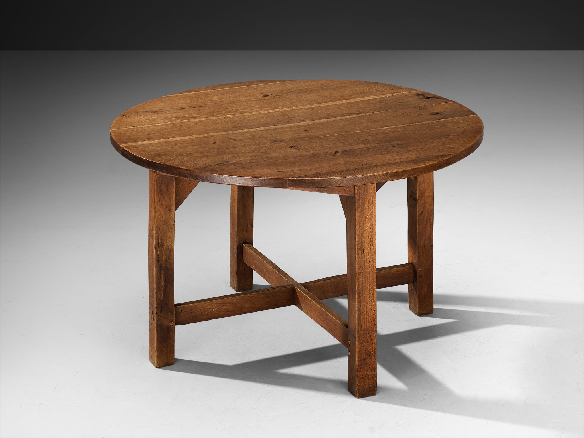 Rustic Round Dining Table with Benches in Solid Oak Tables Morentz