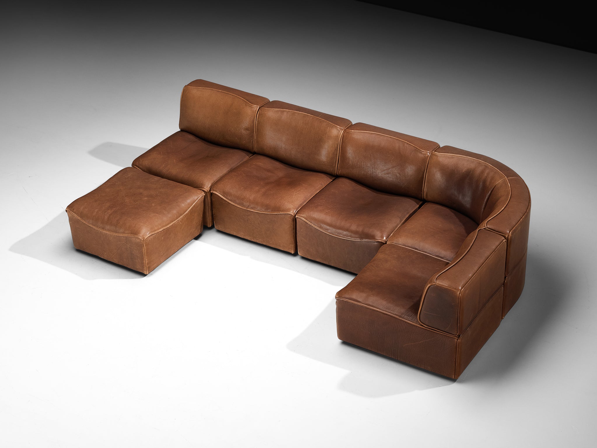 De Sede ‘DS-15’ Modular Sofa in Patinated Brown Leather Seating Morentz