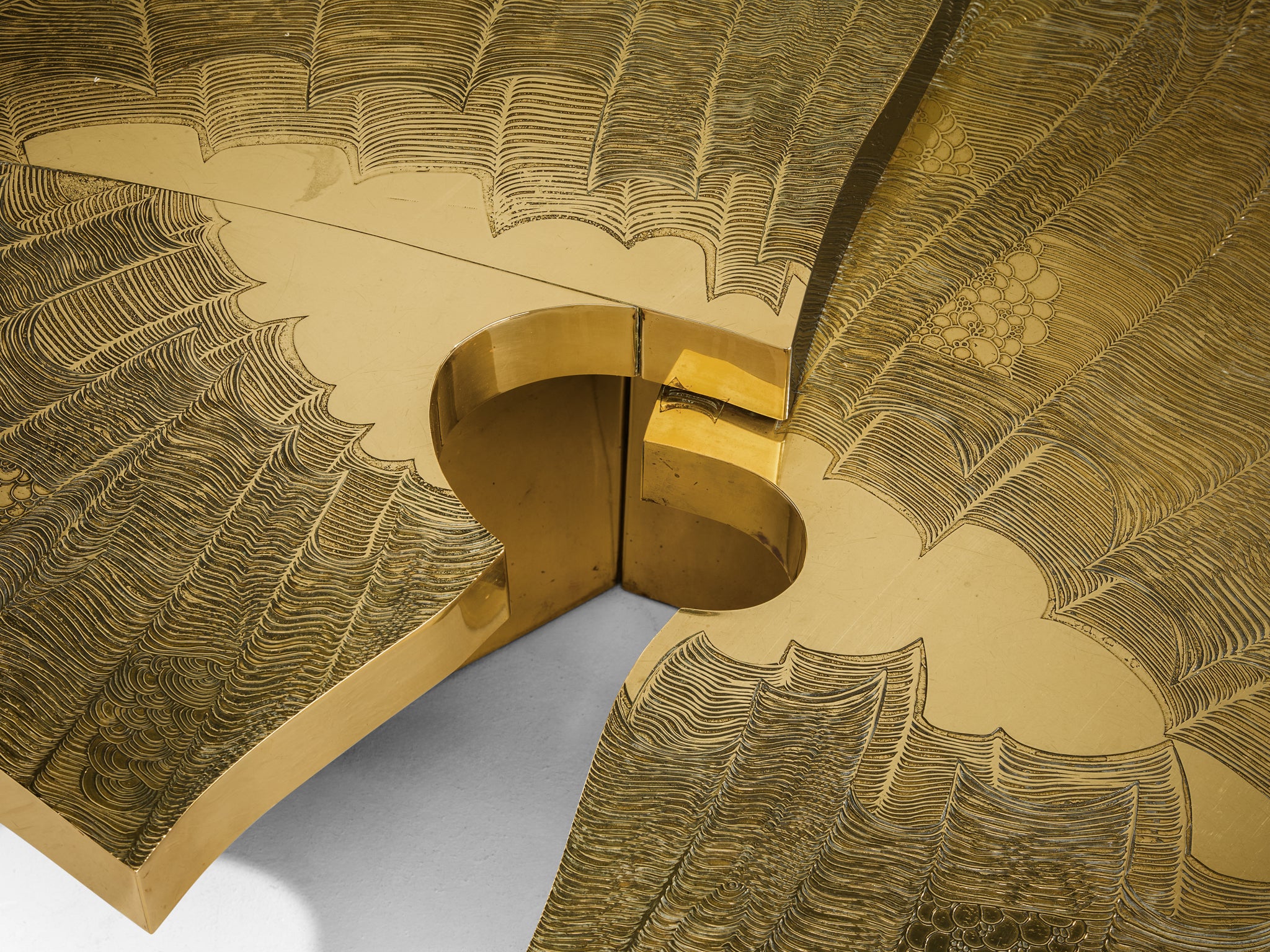 Armand Jonckers Monumental Engraved Brass Coffee Table Tables Morentz