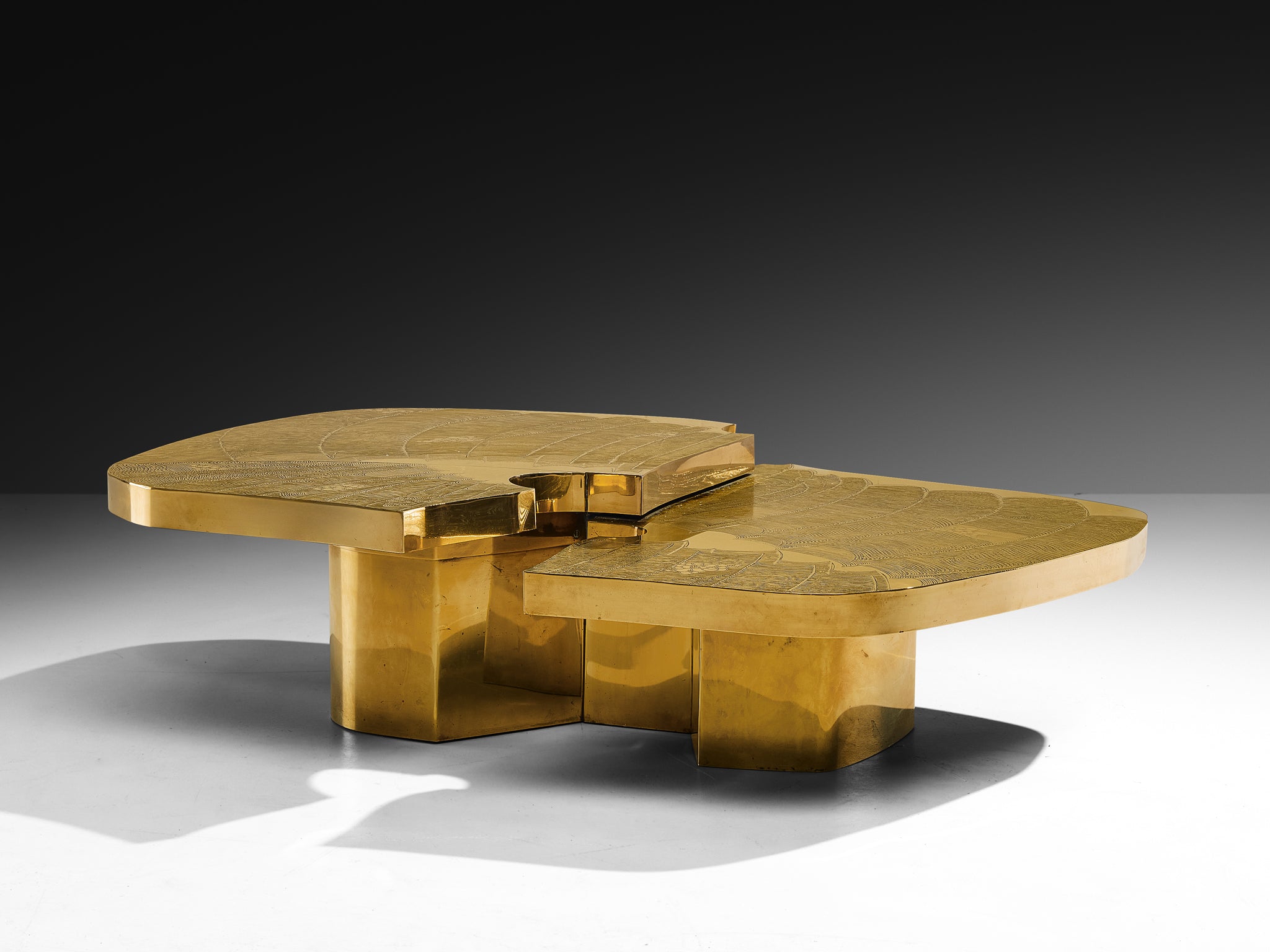 Armand Jonckers Monumental Engraved Brass Coffee Table Tables Morentz