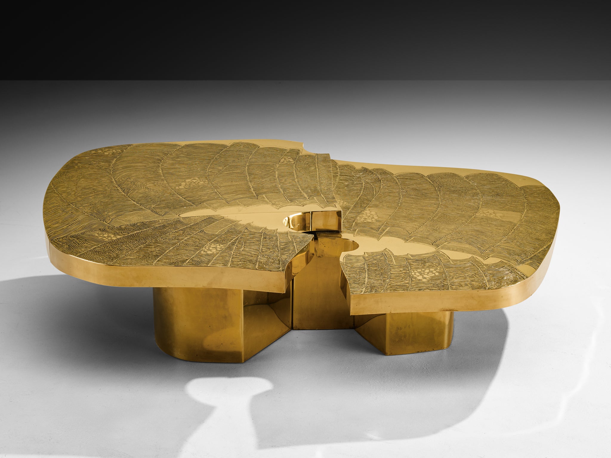 Armand Jonckers Monumental Engraved Brass Coffee Table Tables Morentz