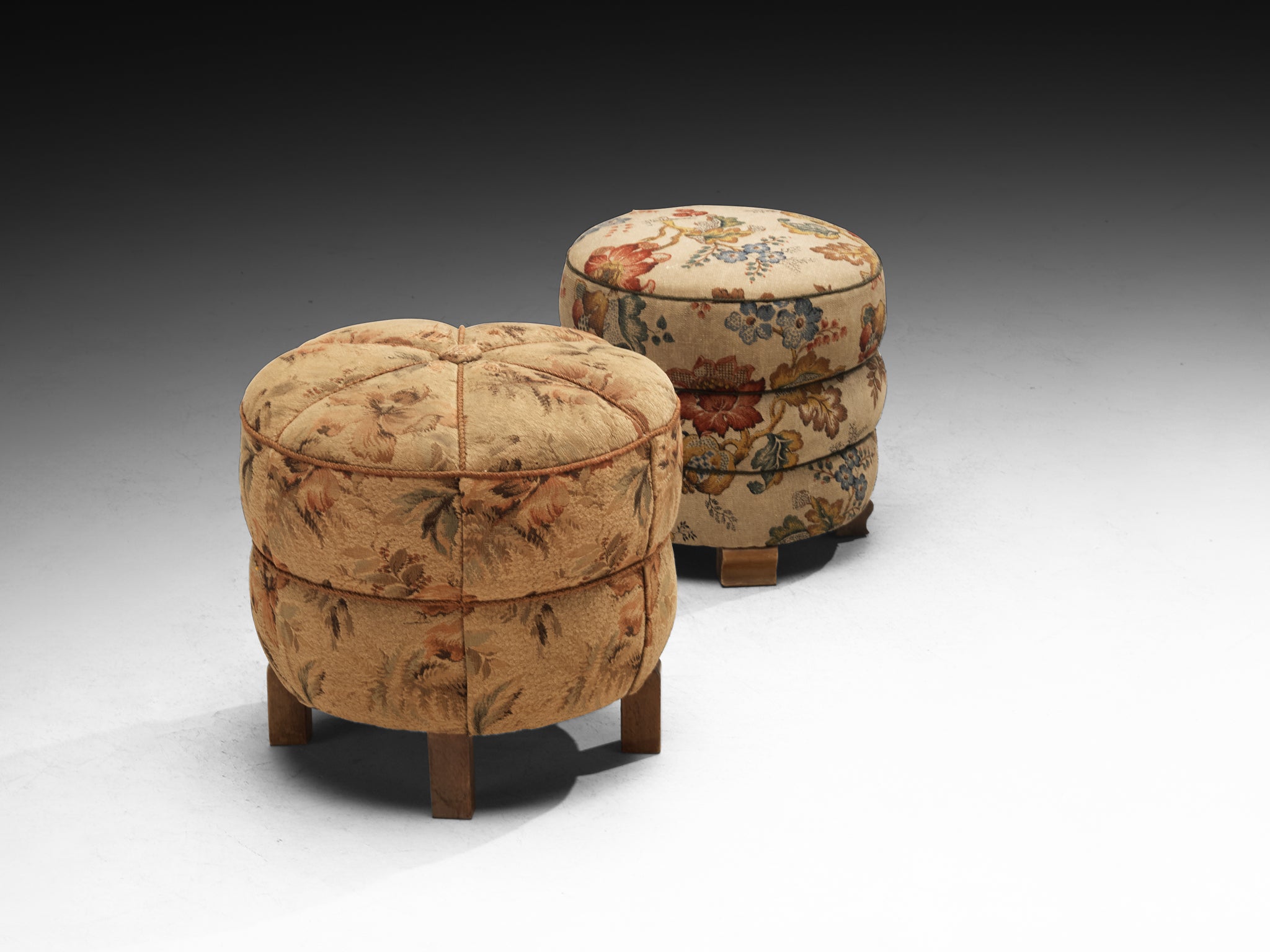 Jindrich Halabala Stools in Decorative Upholstery Seating Morentz