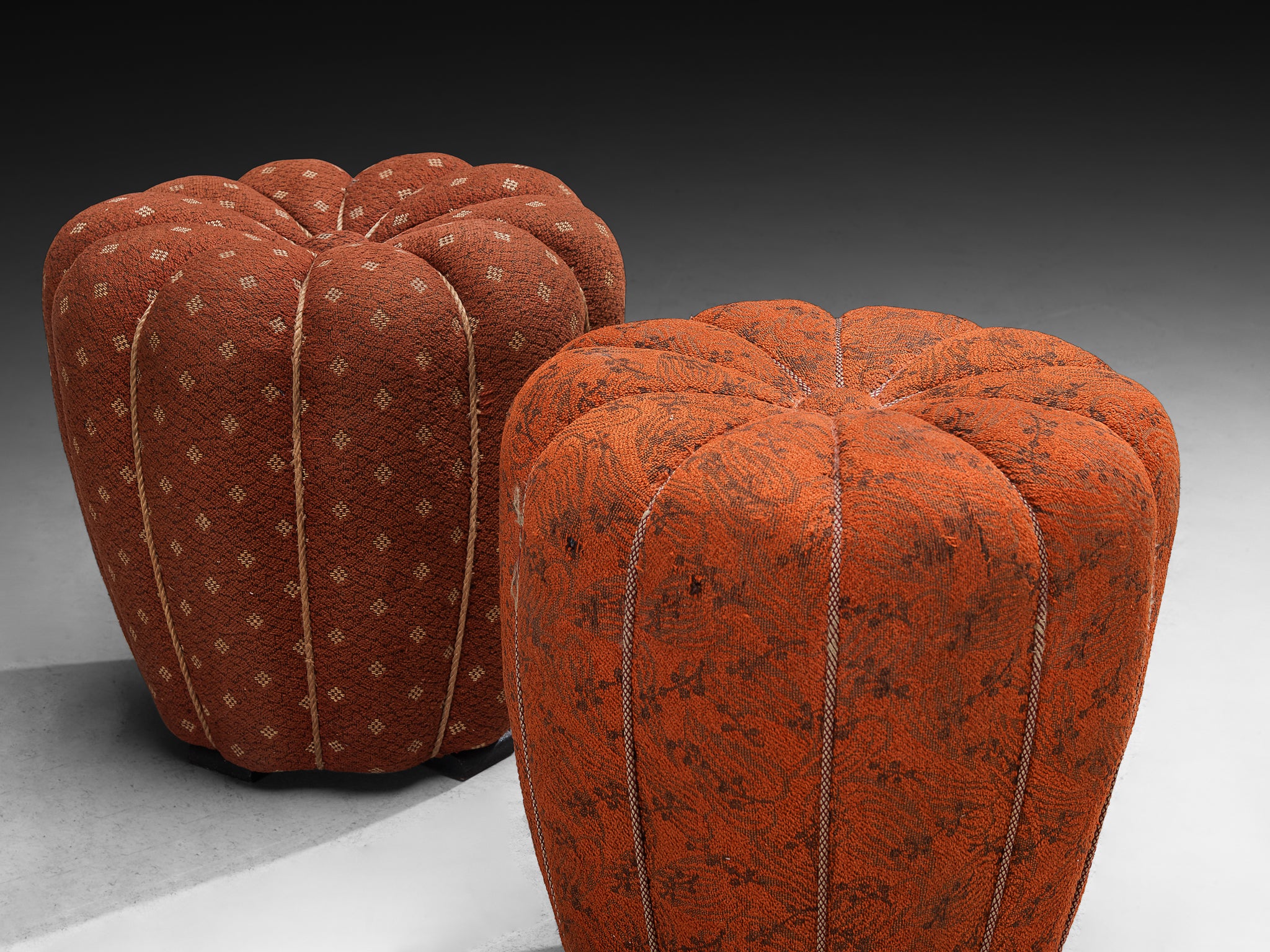 Jindrich Halabala Stools in Decorative Upholstery