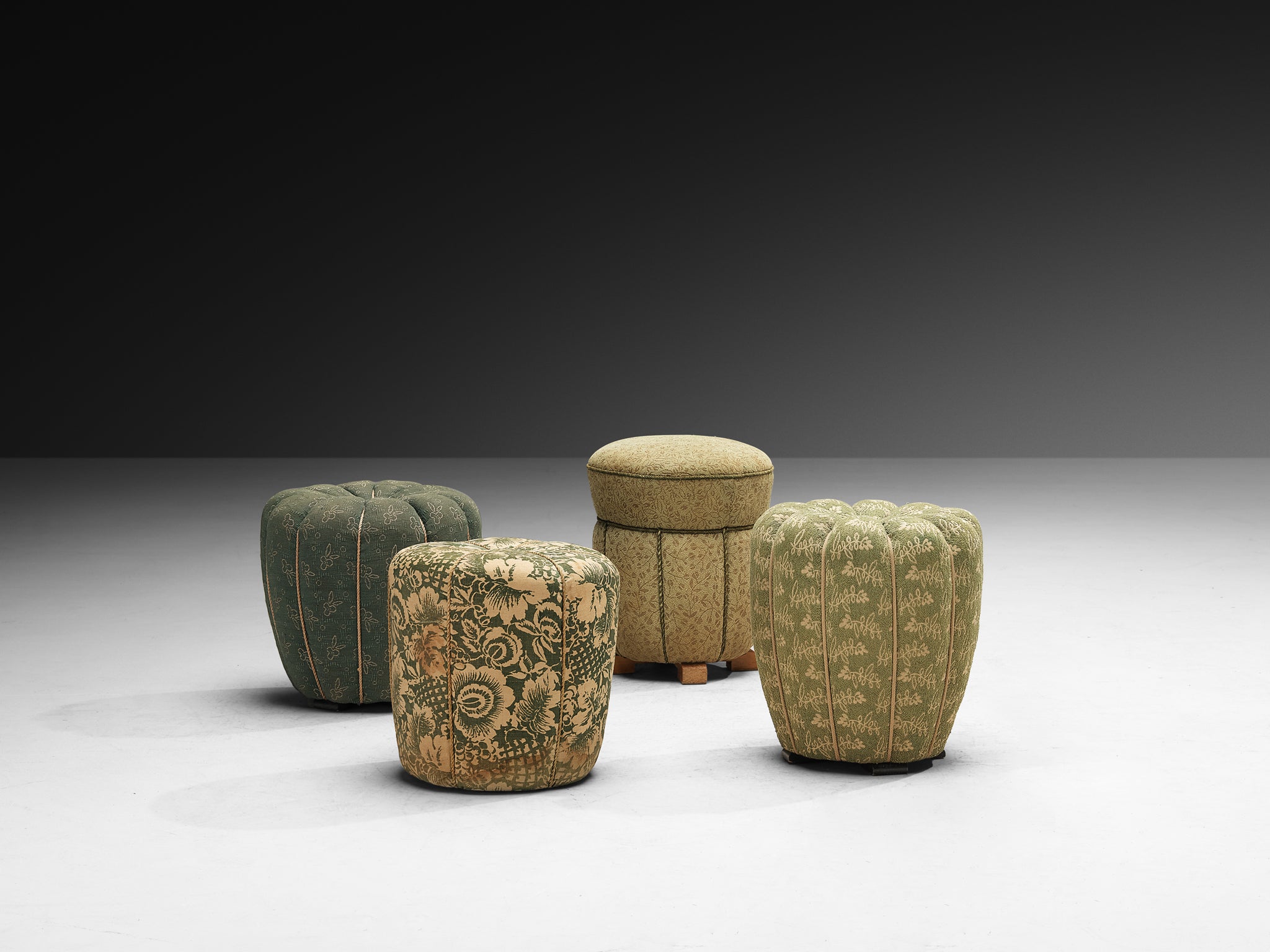 Jindrich Halabala Stools in Decorative Upholstery Seating Morentz