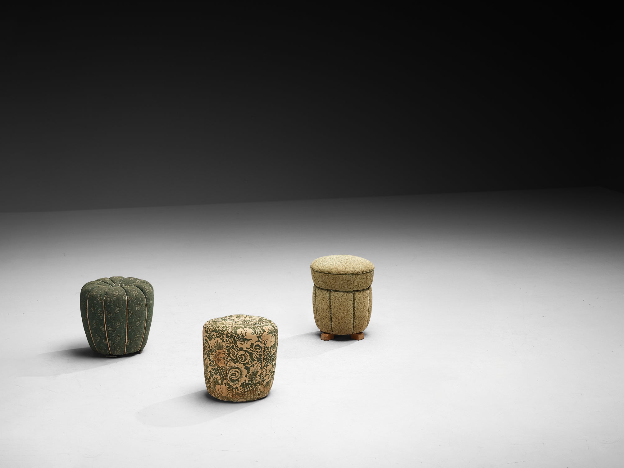 Jindrich Halabala Stools in Decorative Upholstery