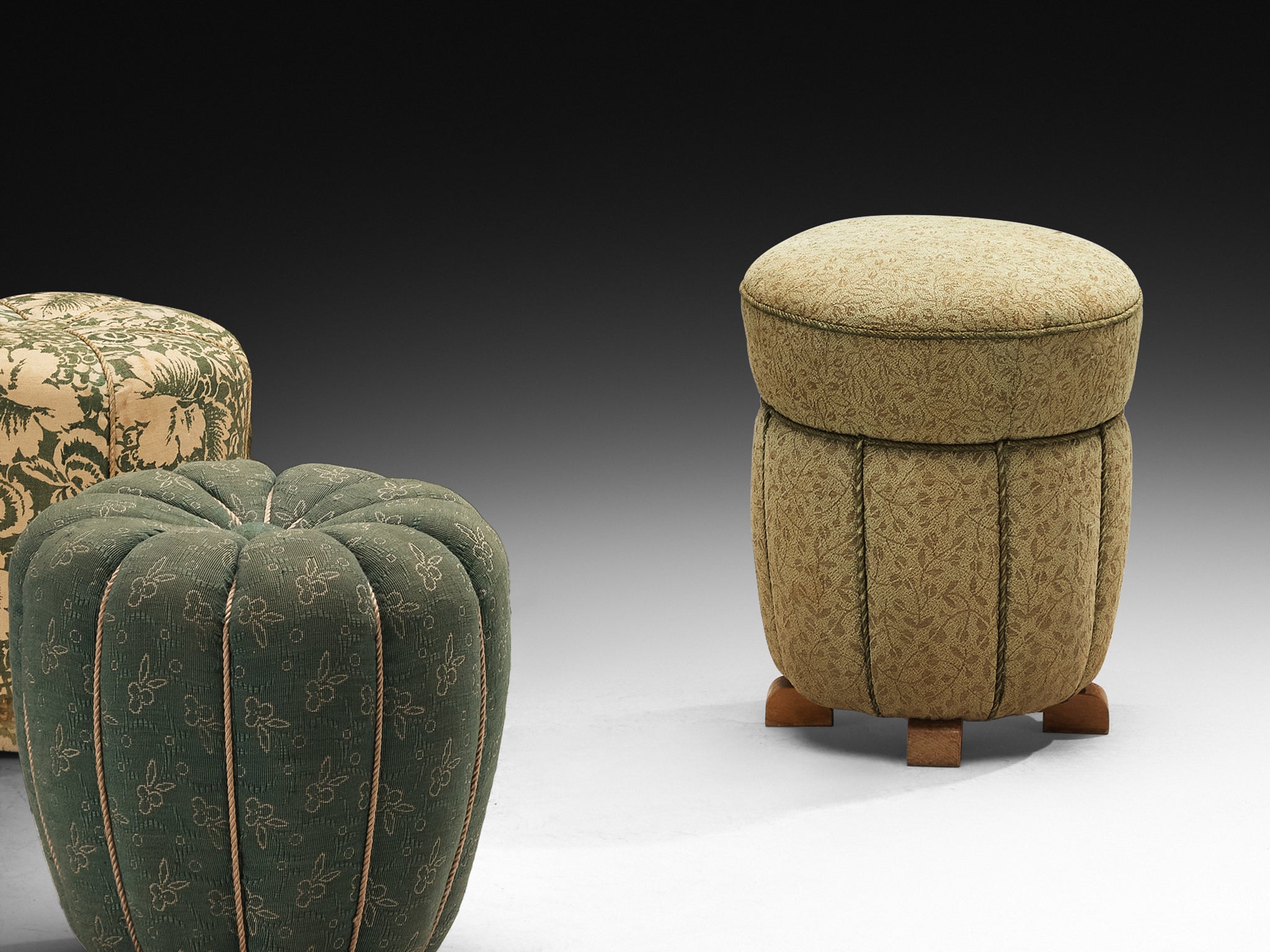 Jindrich Halabala Stools in Decorative Upholstery