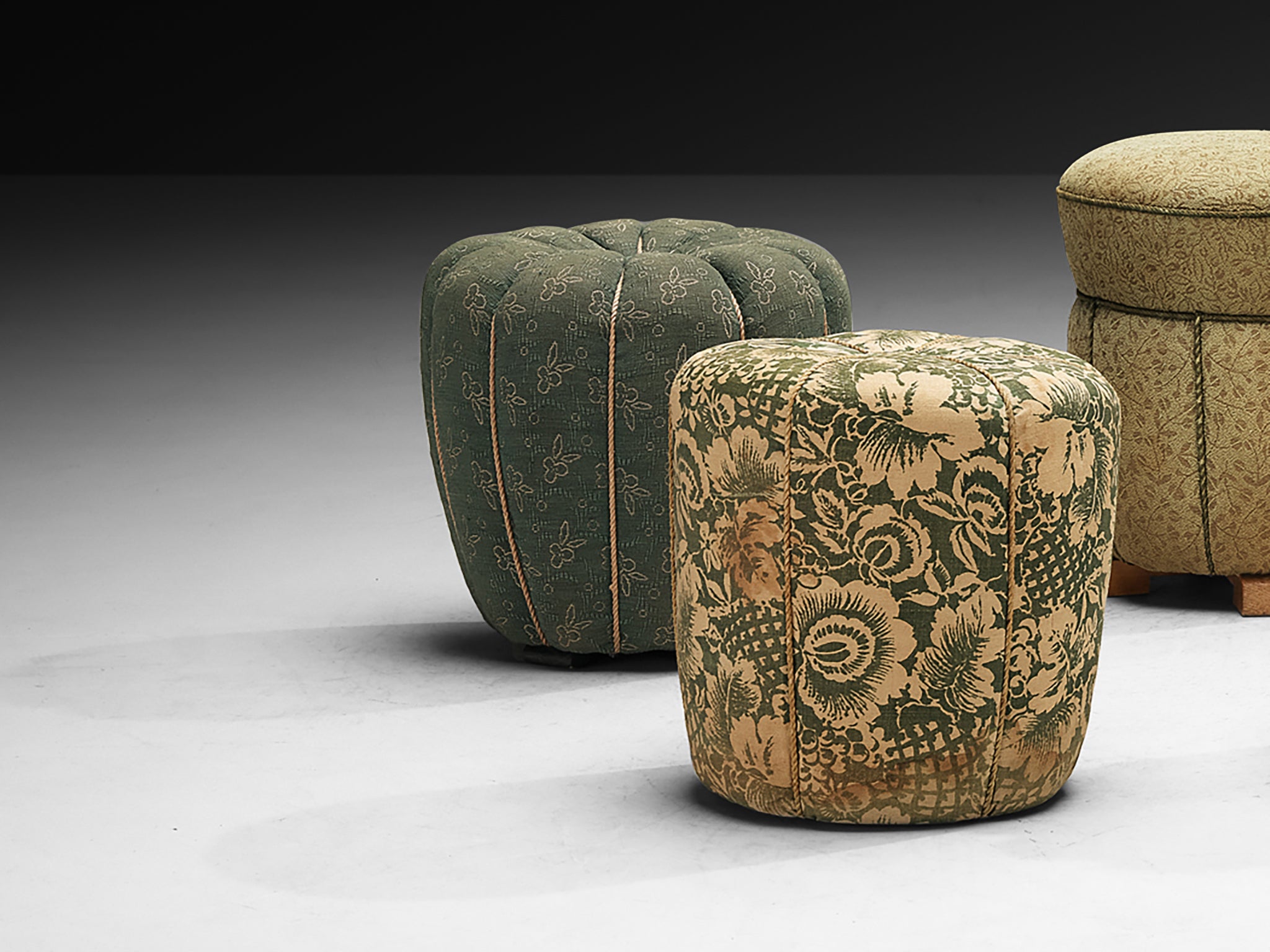 Jindrich Halabala Stools in Decorative Upholstery