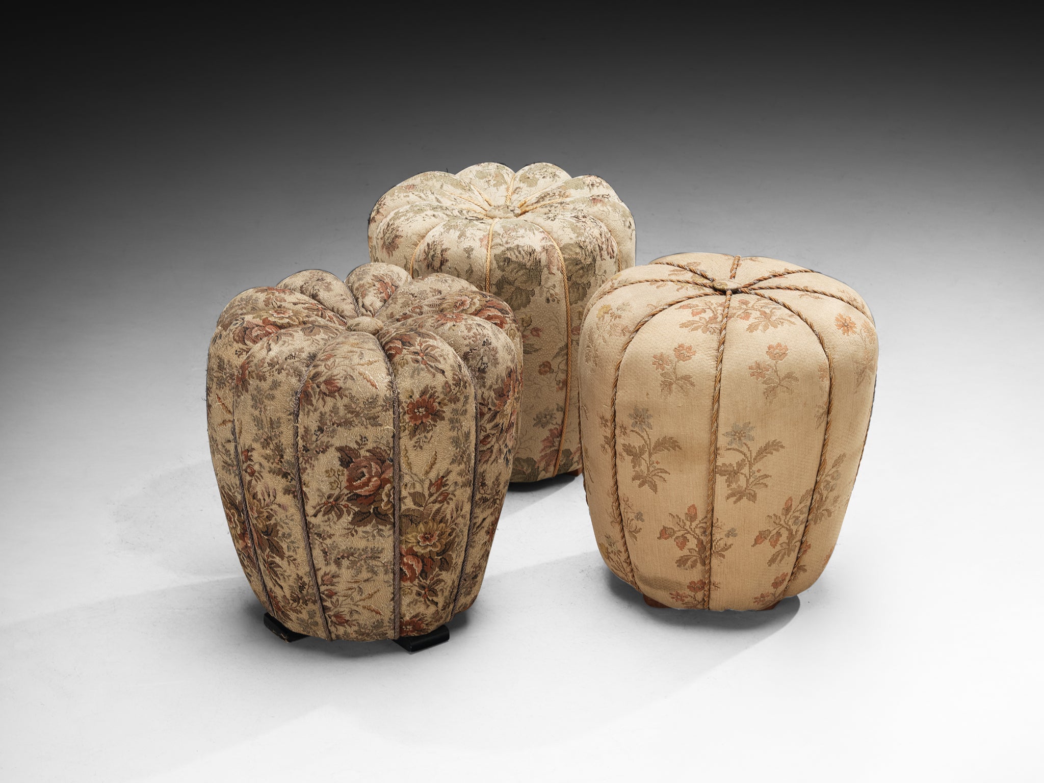 Jindrich Halabala Stools in Decorative Upholstery Seating Morentz