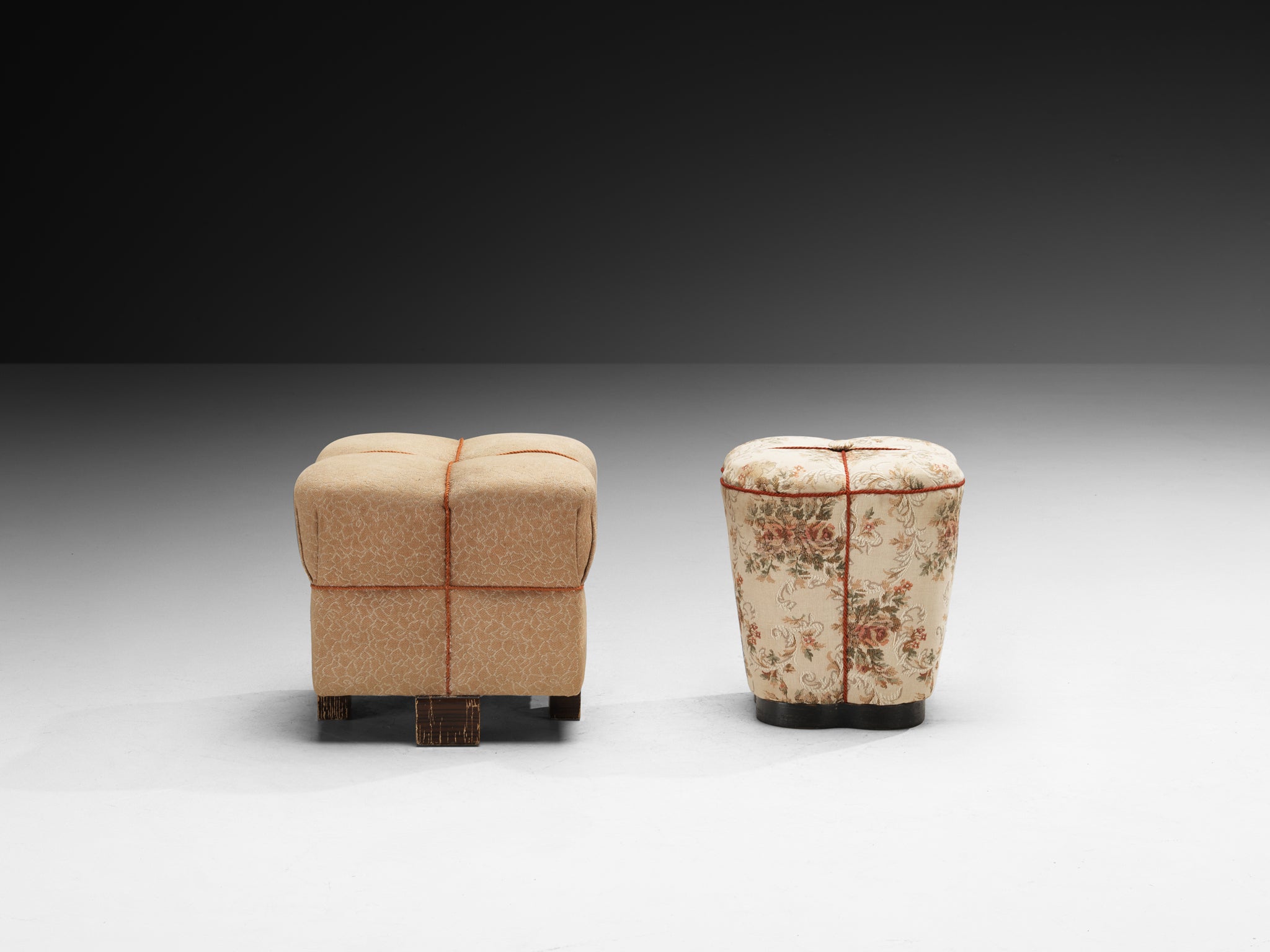 Jindrich Halabala Stools in Decorative Upholstery Seating Morentz