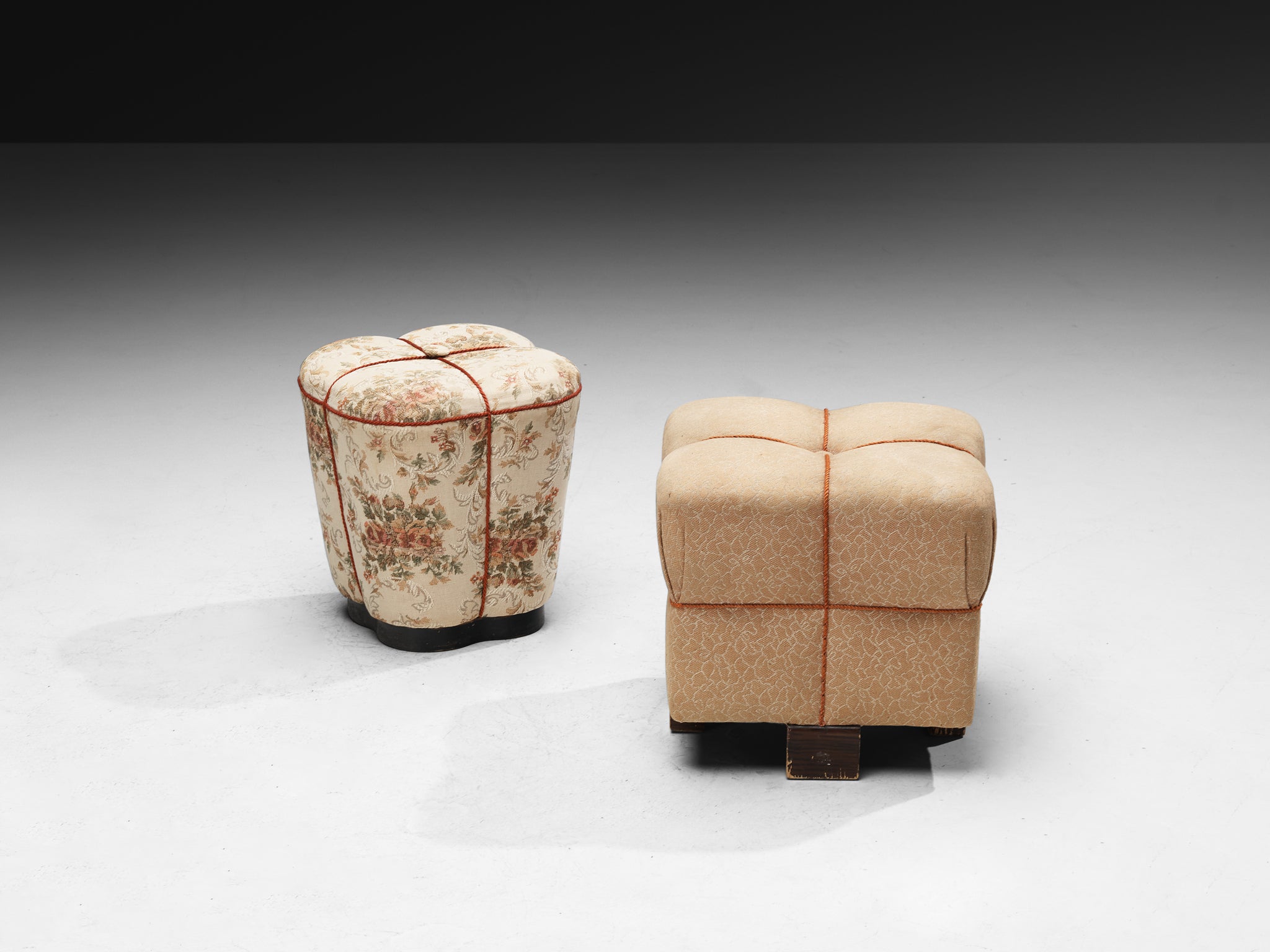 Jindrich Halabala Stools in Decorative Upholstery Seating Morentz