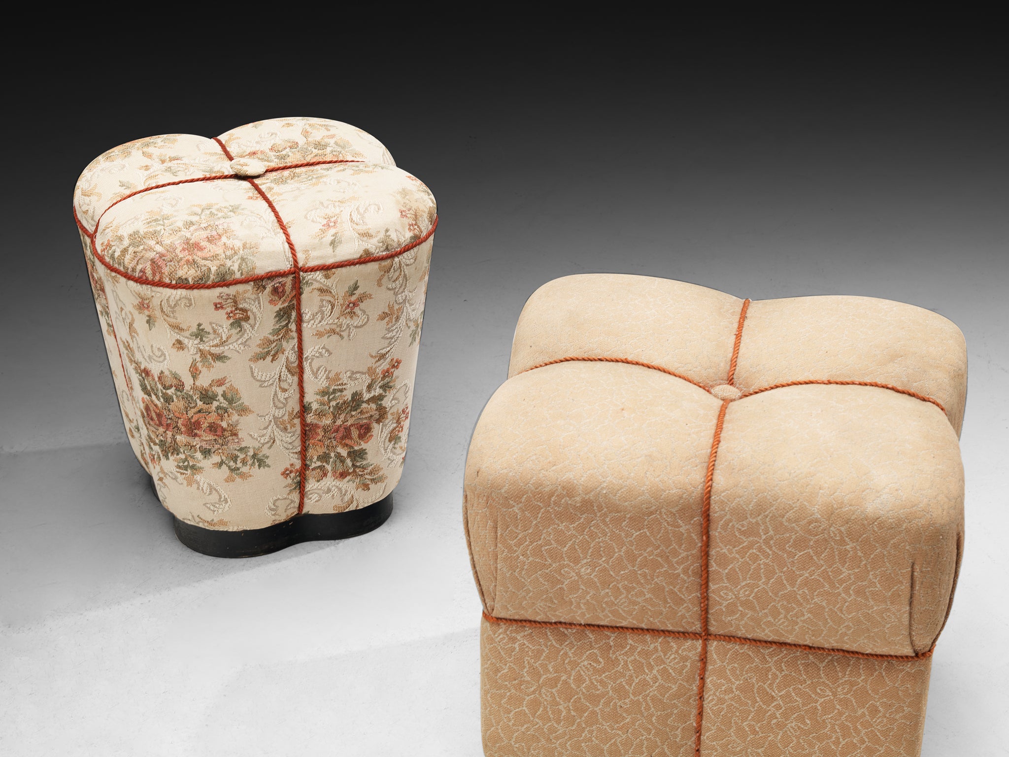 Jindrich Halabala Stools in Decorative Upholstery Seating Morentz