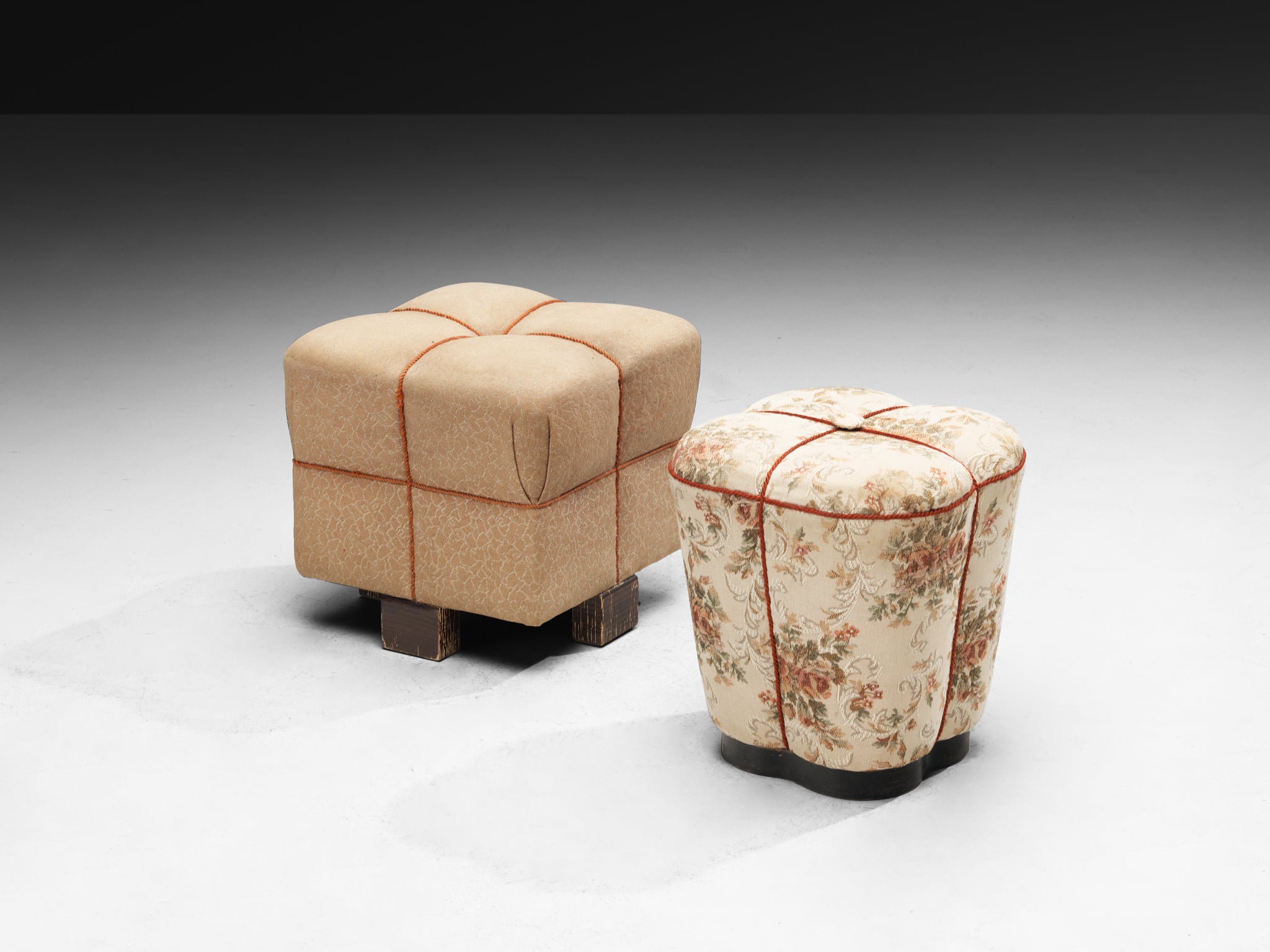 Jindrich Halabala Stools in Decorative Upholstery Seating Morentz