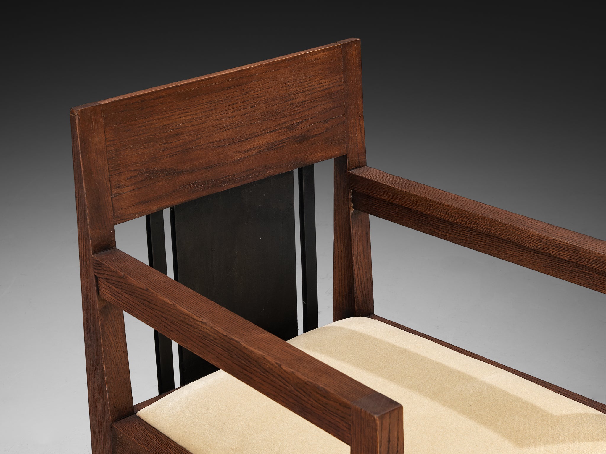 Cor Alons Pair of Art Deco Modernist Lounge Chairs in Oak and Beige Velvet Seating Morentz