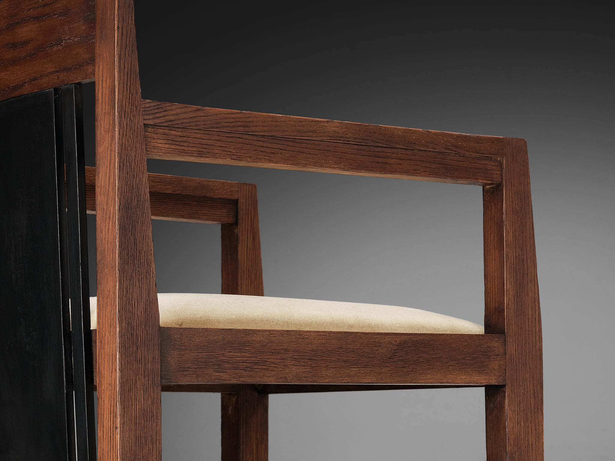 Cor Alons Pair of Art Deco Modernist Lounge Chairs in Oak and Beige Velvet Seating Morentz