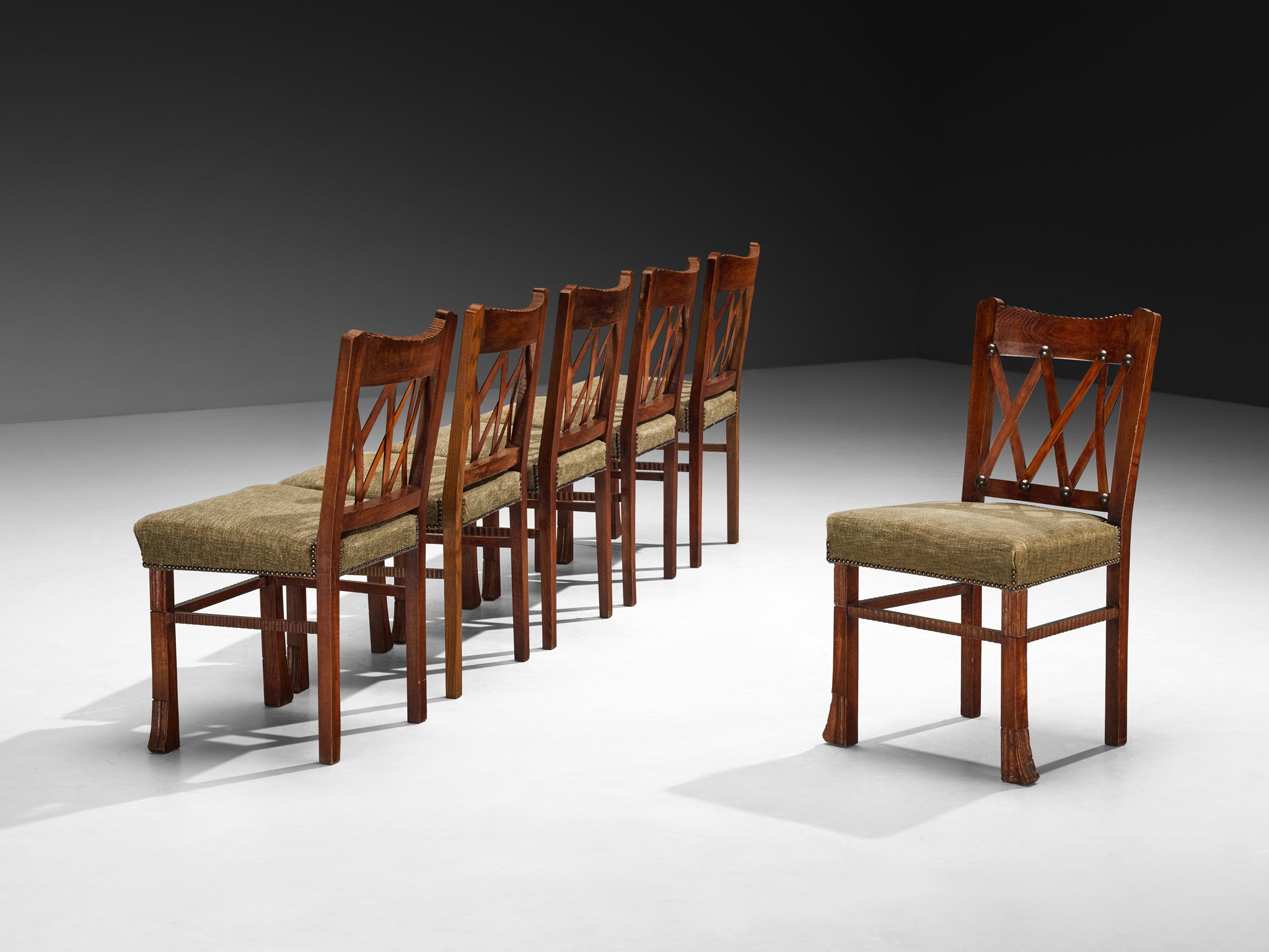 Ernesto Valabrega for Vittorio Valabrega Set of Six Dining Chairs in Oak