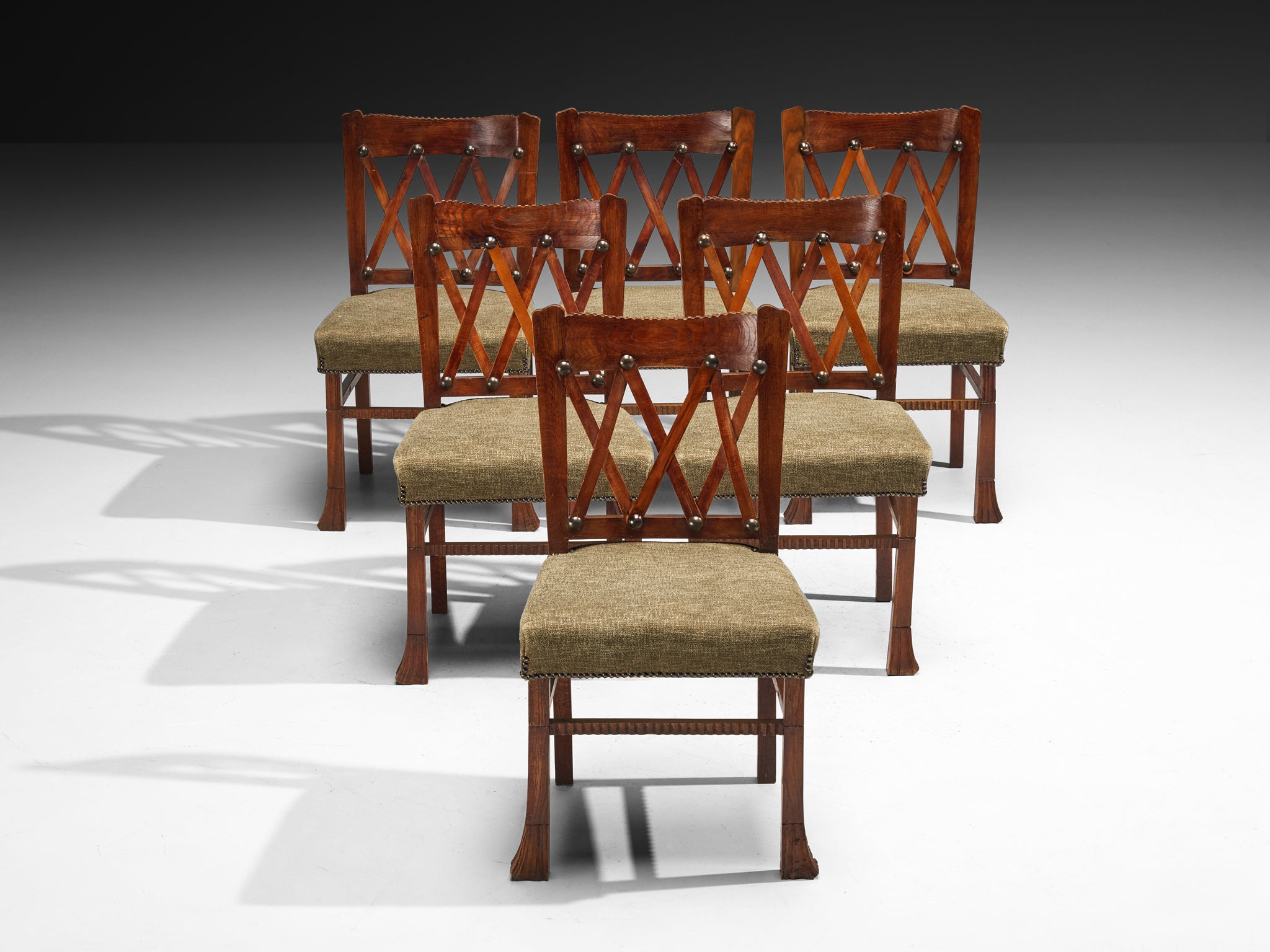 Ernesto Valabrega for Vittorio Valabrega Set of Six Dining Chairs in Oak
