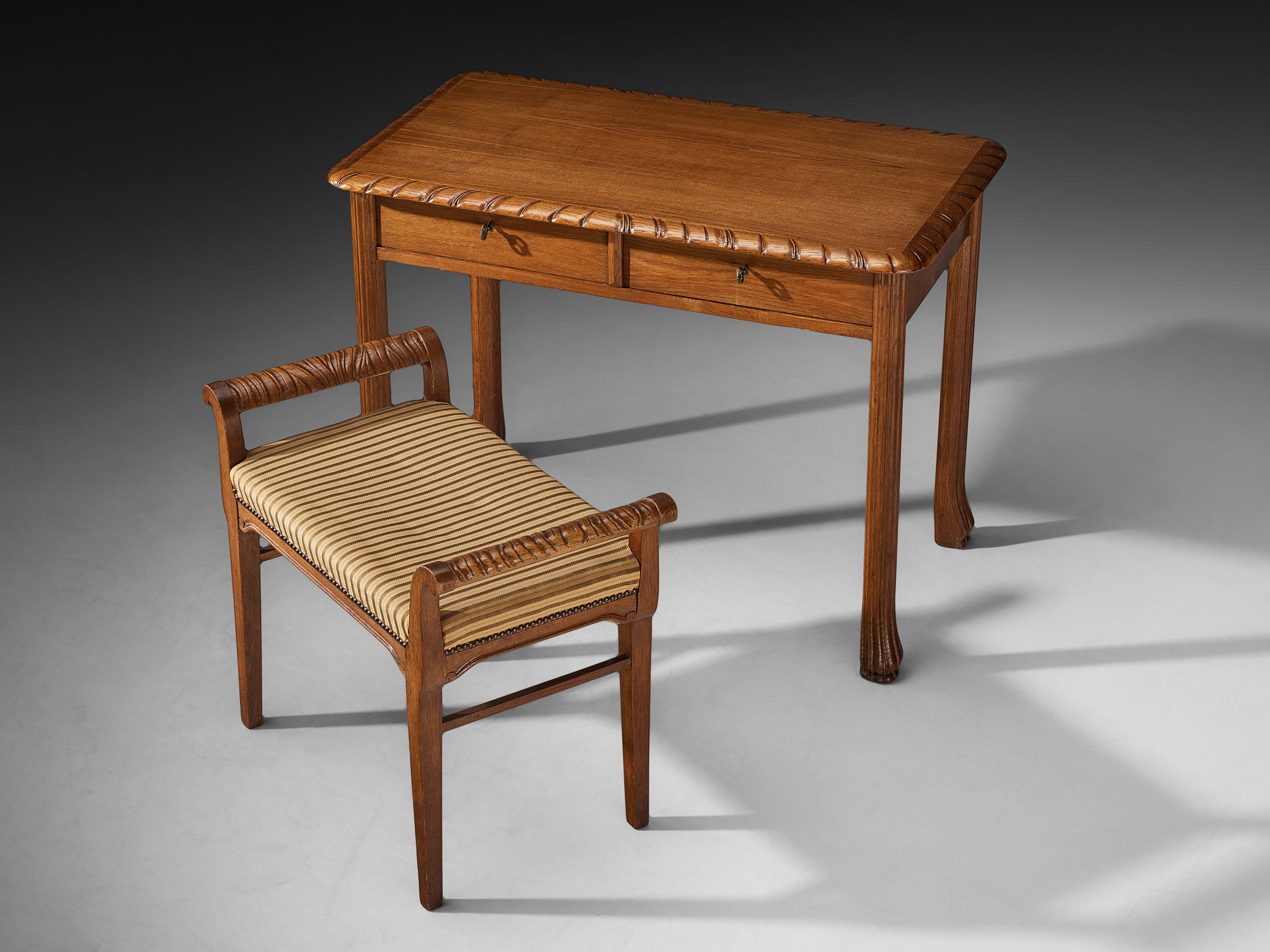 Ernesto Valabrega for Vittorio Valabrega Vanity Table and Seat in Oak Tables Morentz