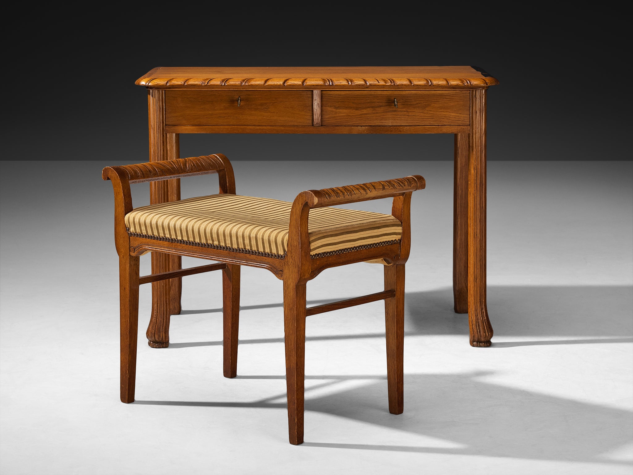 Ernesto Valabrega for Vittorio Valabrega Vanity Table and Seat in Oak Tables Morentz