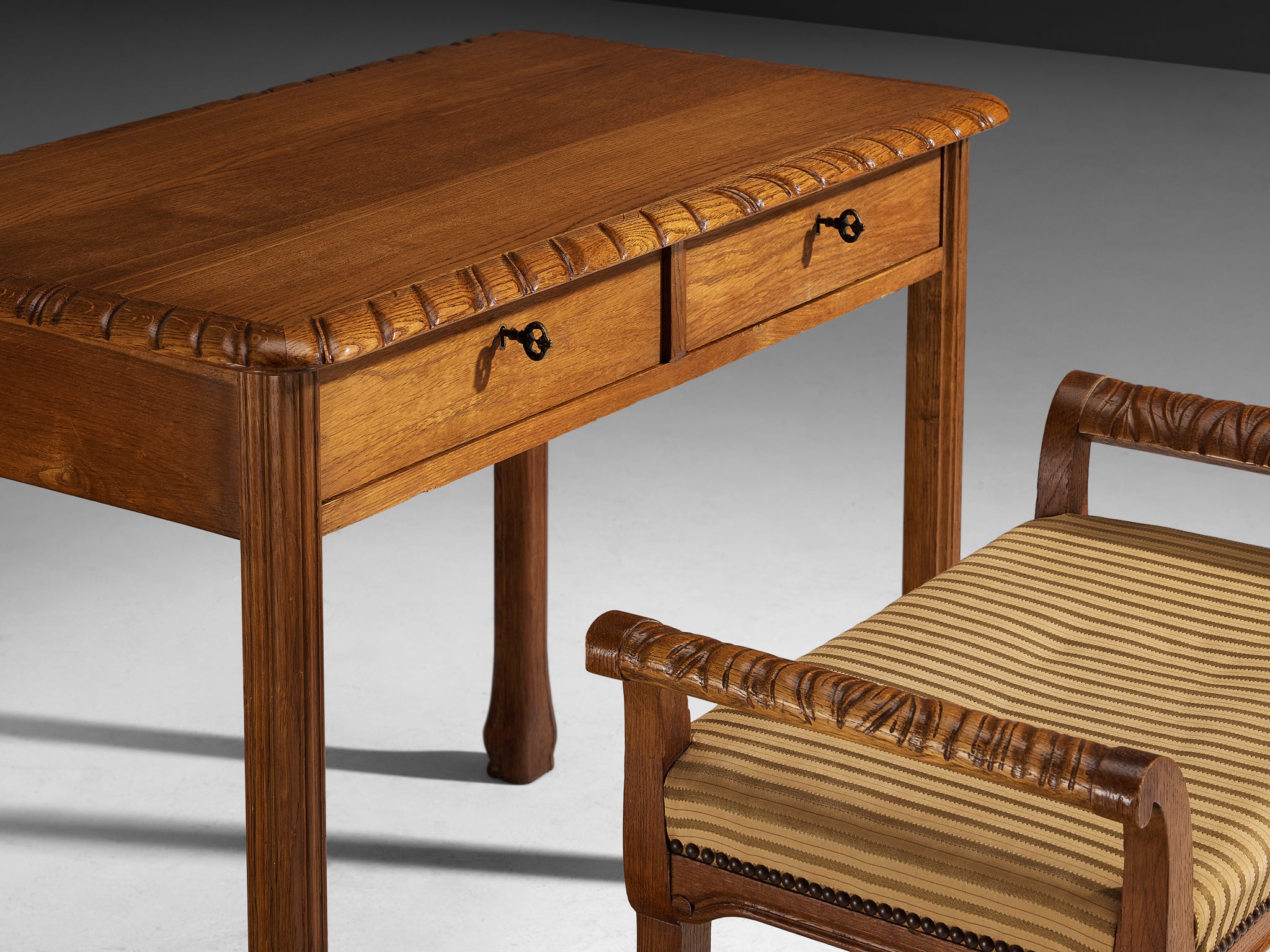 Ernesto Valabrega for Vittorio Valabrega Vanity Table and Seat in Oak Tables Morentz