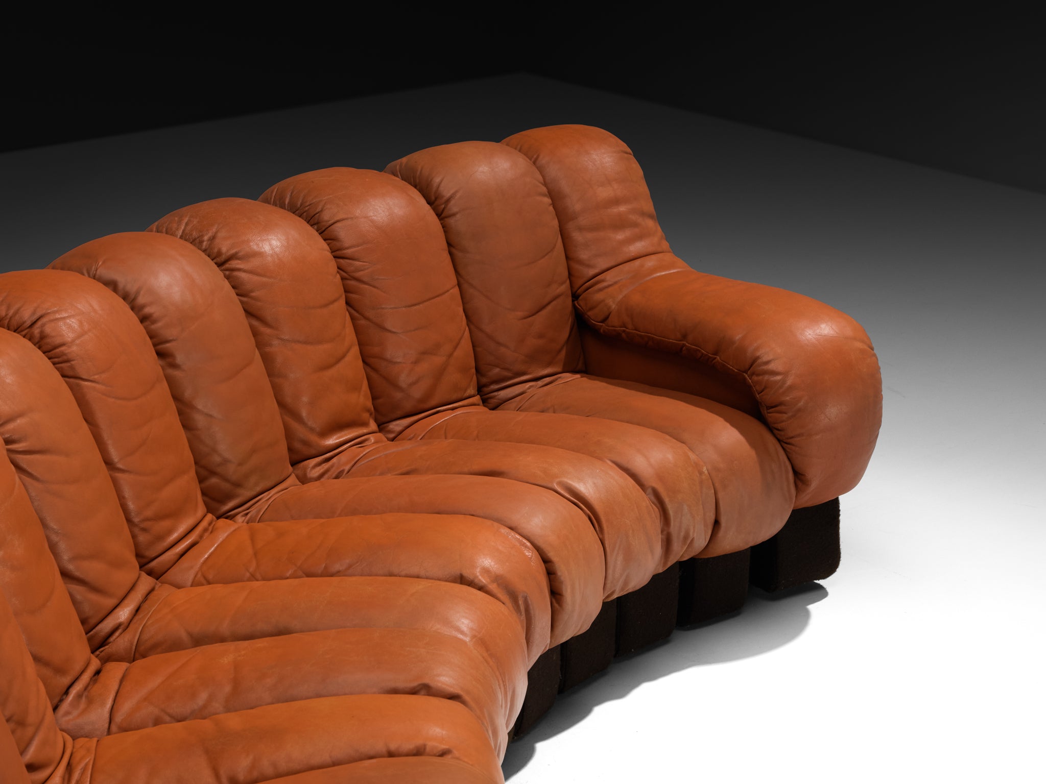 De Sede DS-600 'Snake' Sectional Sofa in Reddish-Brown Patinated Leather Seating Morentz