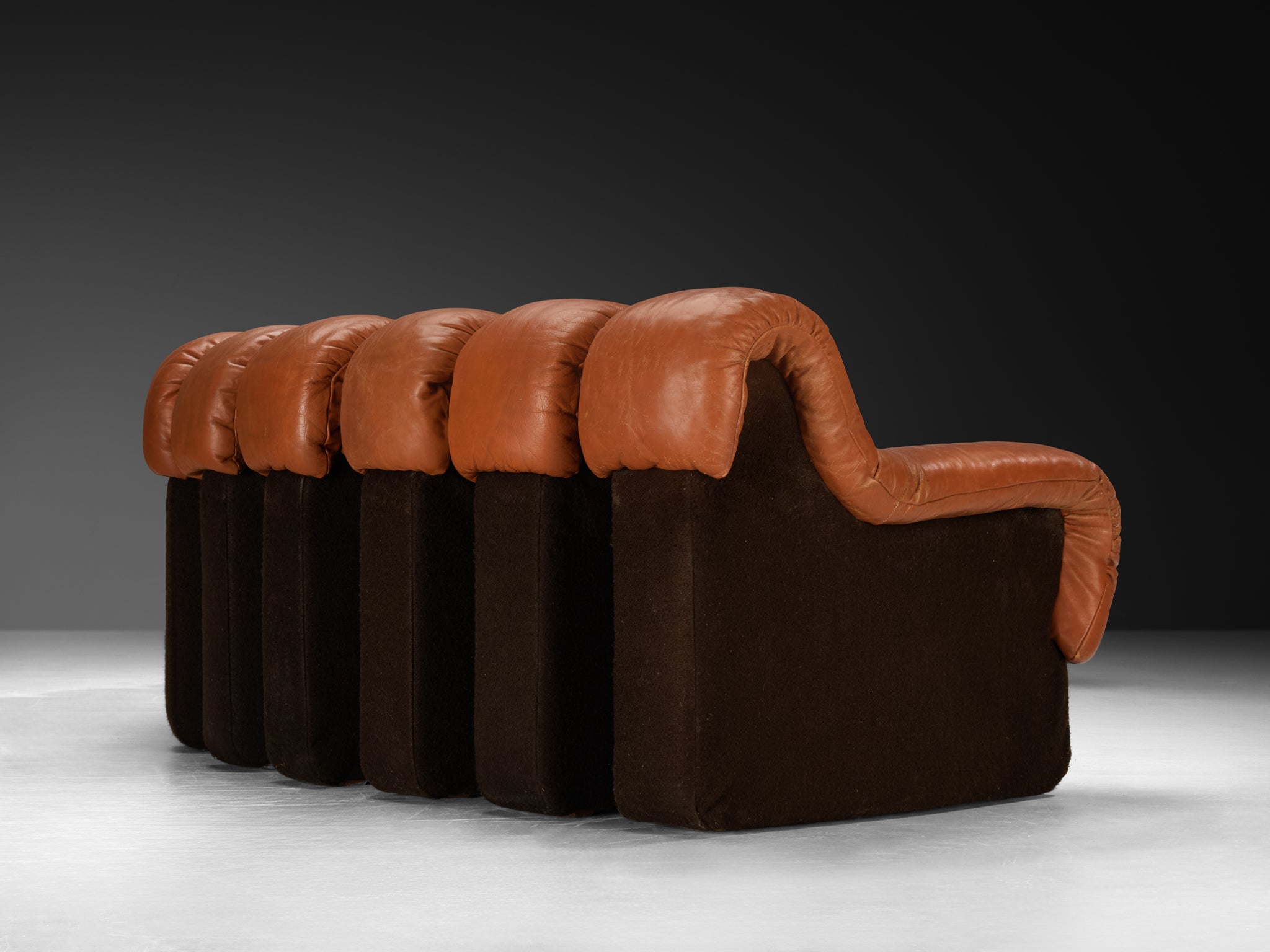 De Sede DS-600 'Snake' Sectional Sofa in Reddish-Brown Patinated Leather Seating Morentz