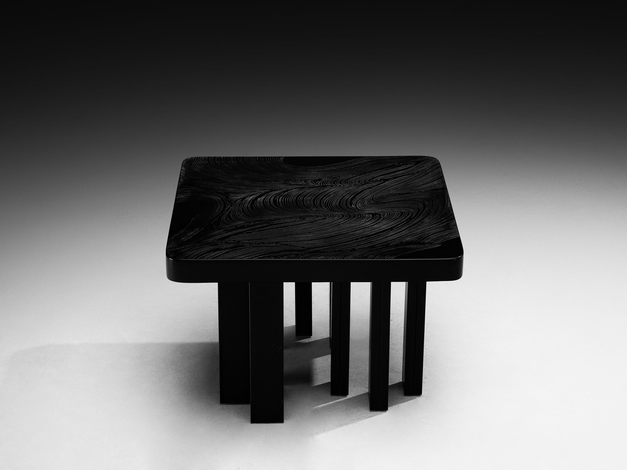 Jean Claude Dresse Coffee Table in Dark Resin with Organic Pattern