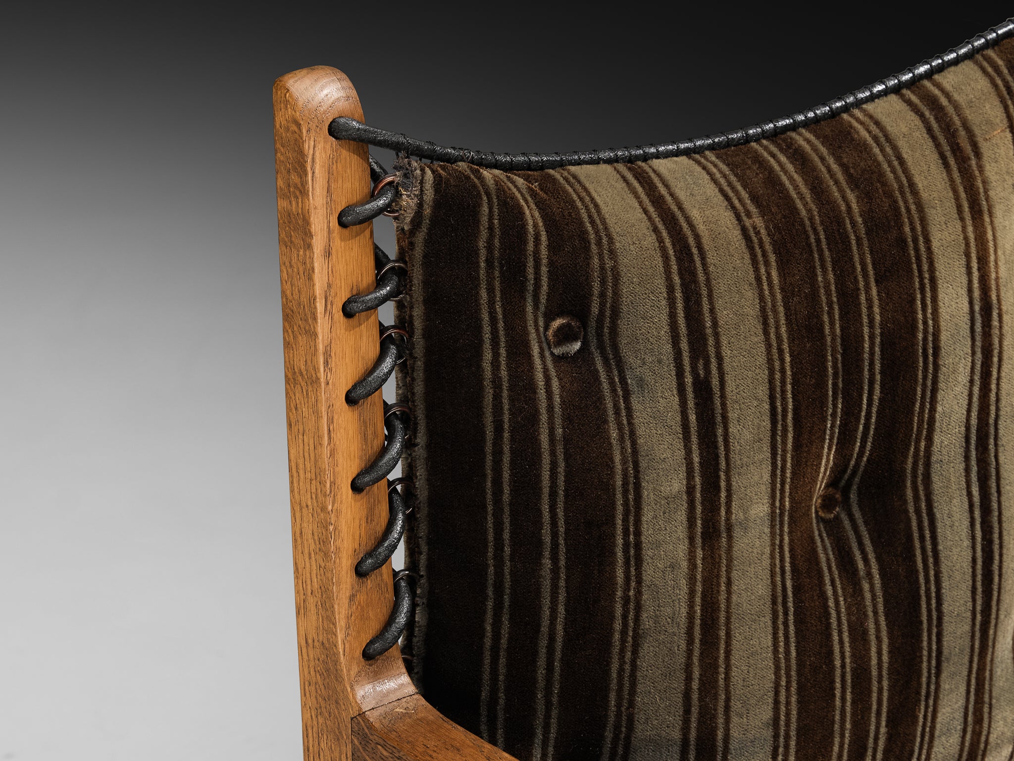 Pair of Mid-Century Dutch Armchairs in Oak with Laced Detailing Seating Morentz