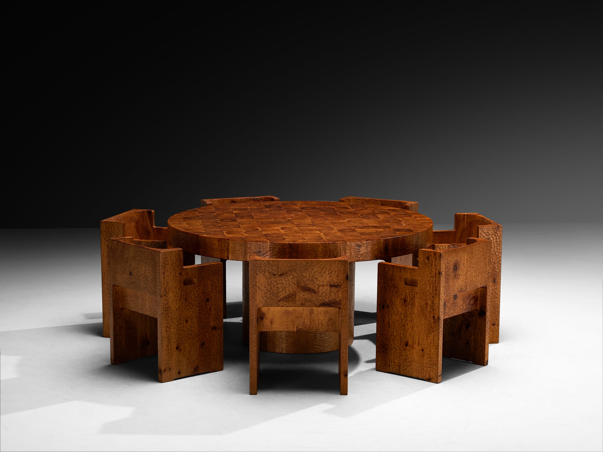 Giuseppe Rivadossi for Officina Rivadossi Dining Set in Carved Pine