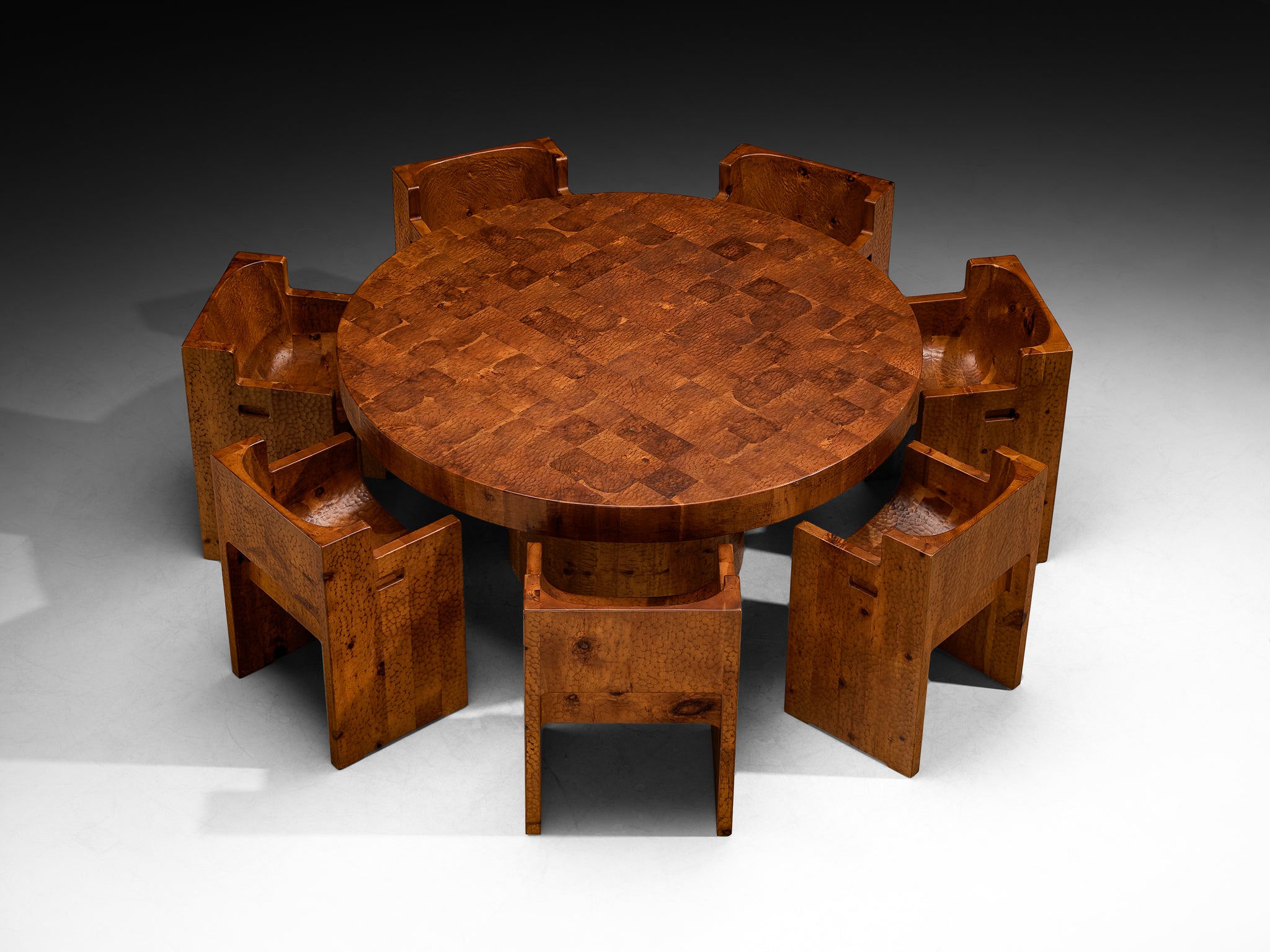 Giuseppe Rivadossi for Officina Rivadossi Dining Set in Carved Pine