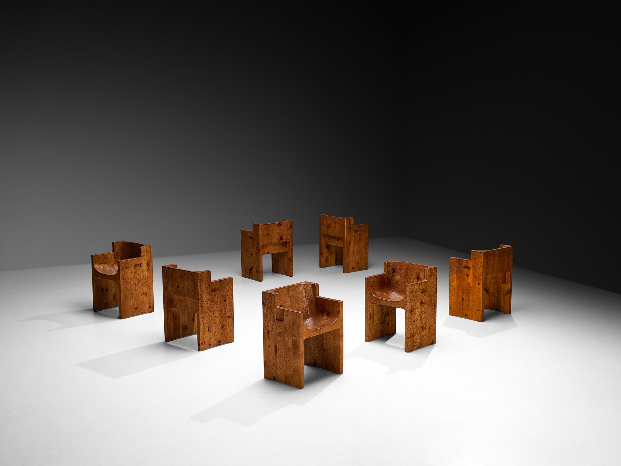 Giuseppe Rivadossi for Officina Rivadossi Dining Set in Carved Pine
