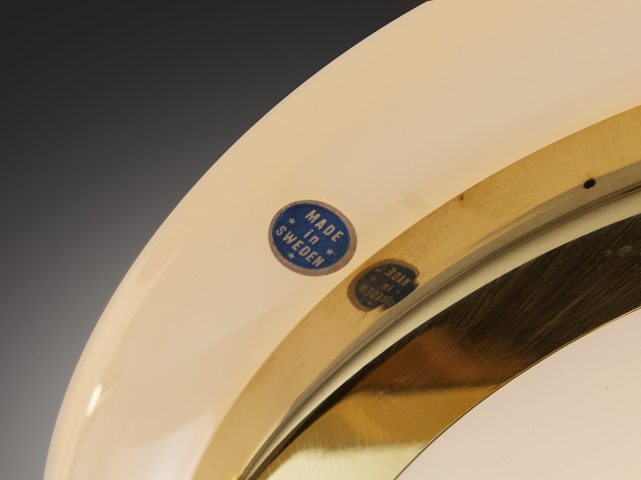 Hans-Agne Jakobsson 'C1280' Chandelier in Brass and White Glass 8.2ft Lighting Morentz