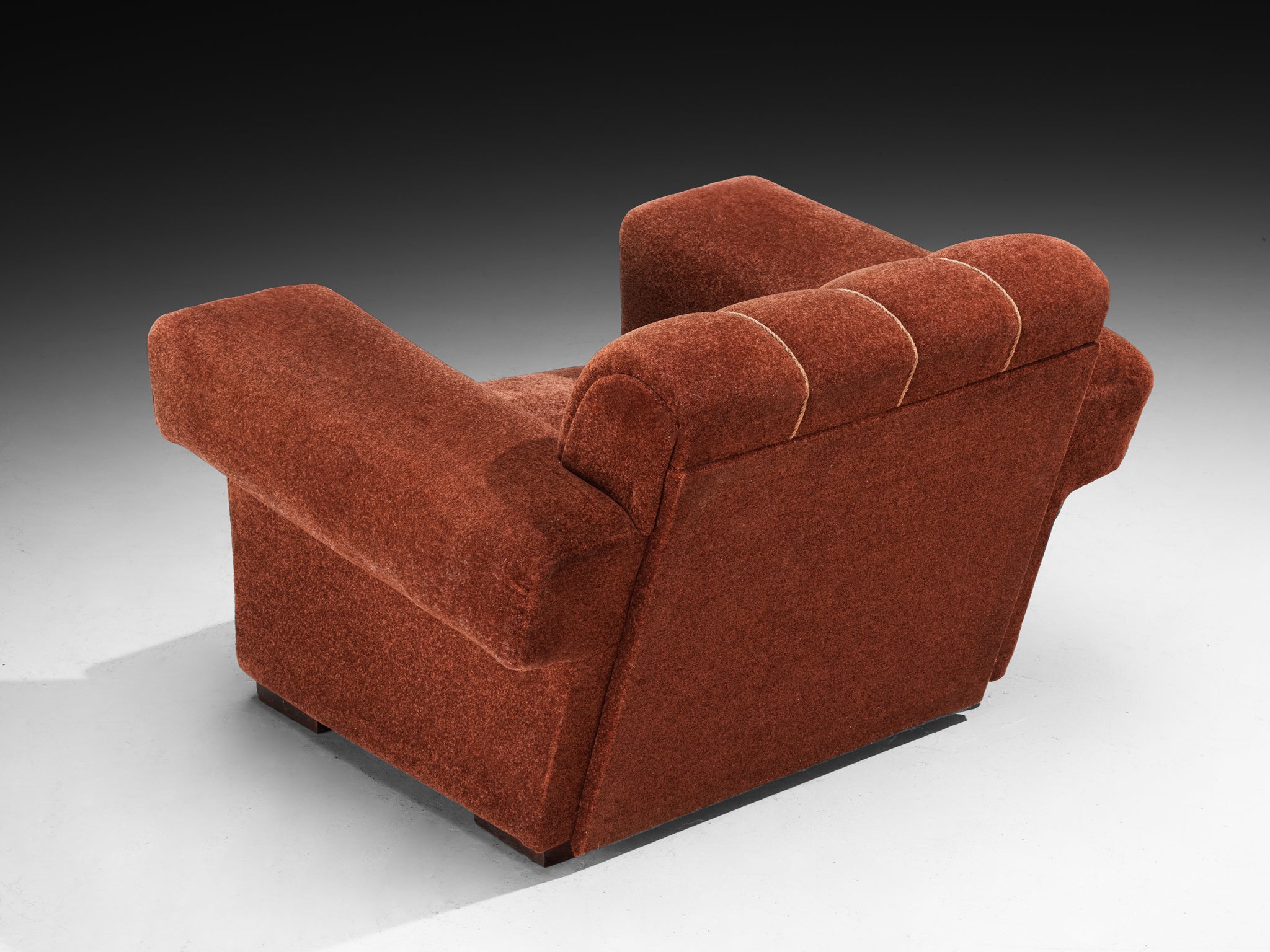 Voluminous Lounge Chair in Burnt Orange Upholstery Seating Morentz