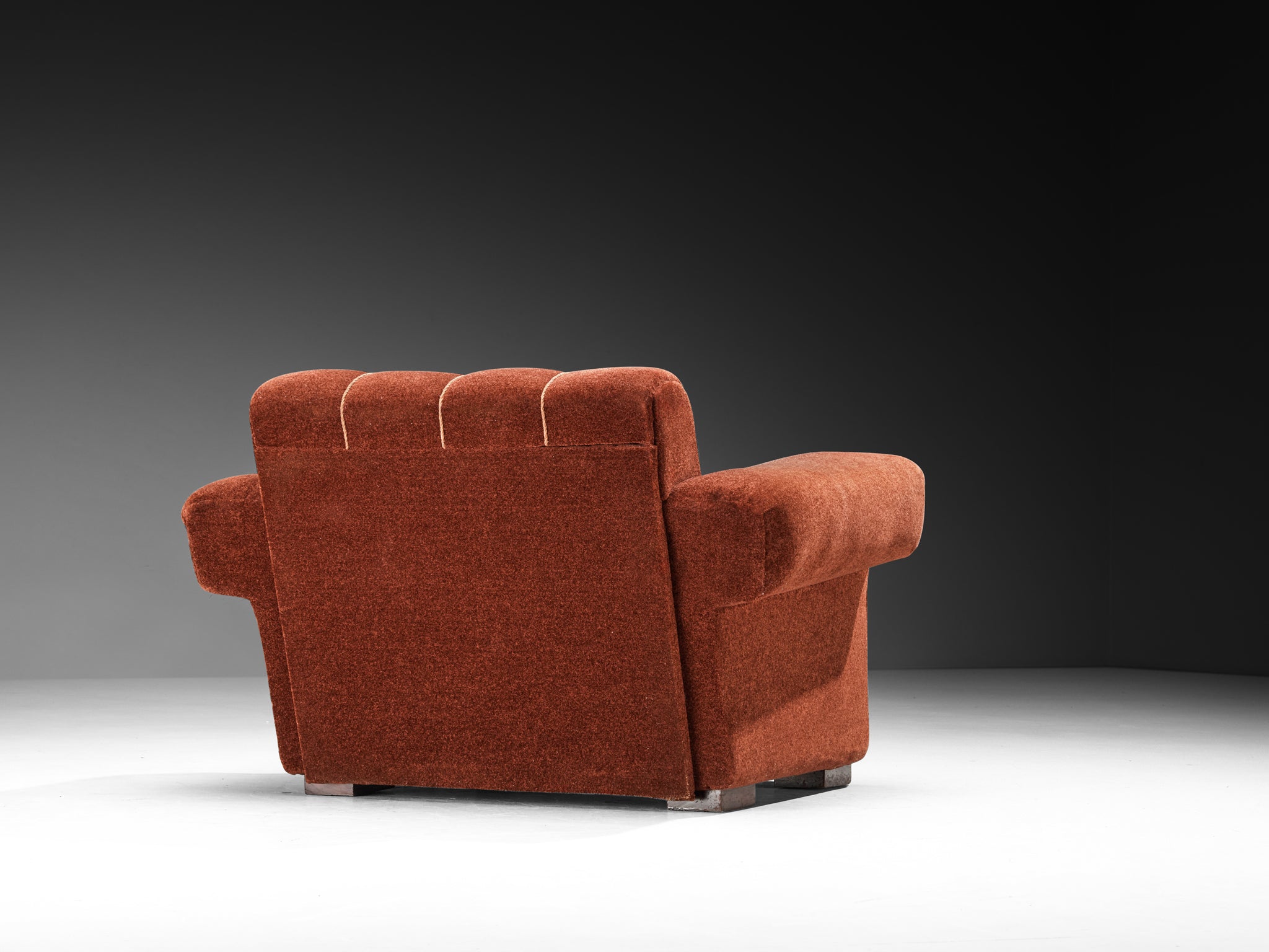 Voluminous Lounge Chair in Burnt Orange Upholstery Seating Morentz
