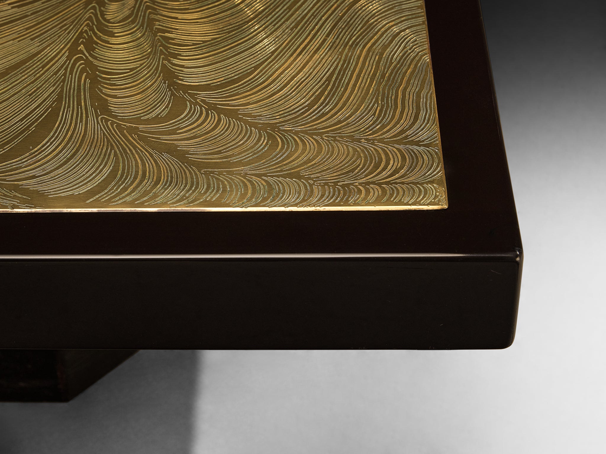 Jean Claude Dresse Coffee Table in Brass Inlayed with Agate Tables Morentz
