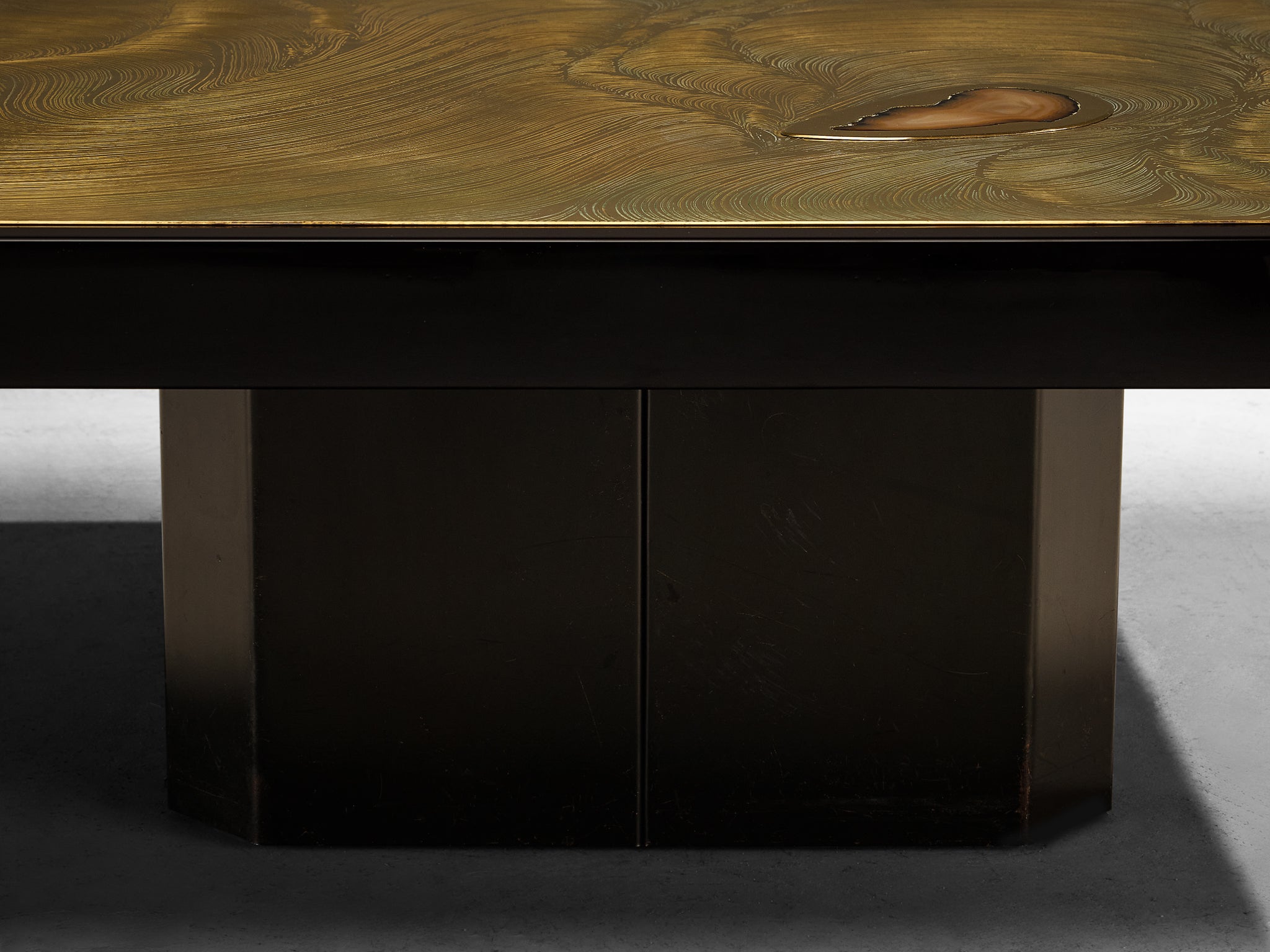Jean Claude Dresse Coffee Table in Brass Inlayed with Agate Tables Morentz