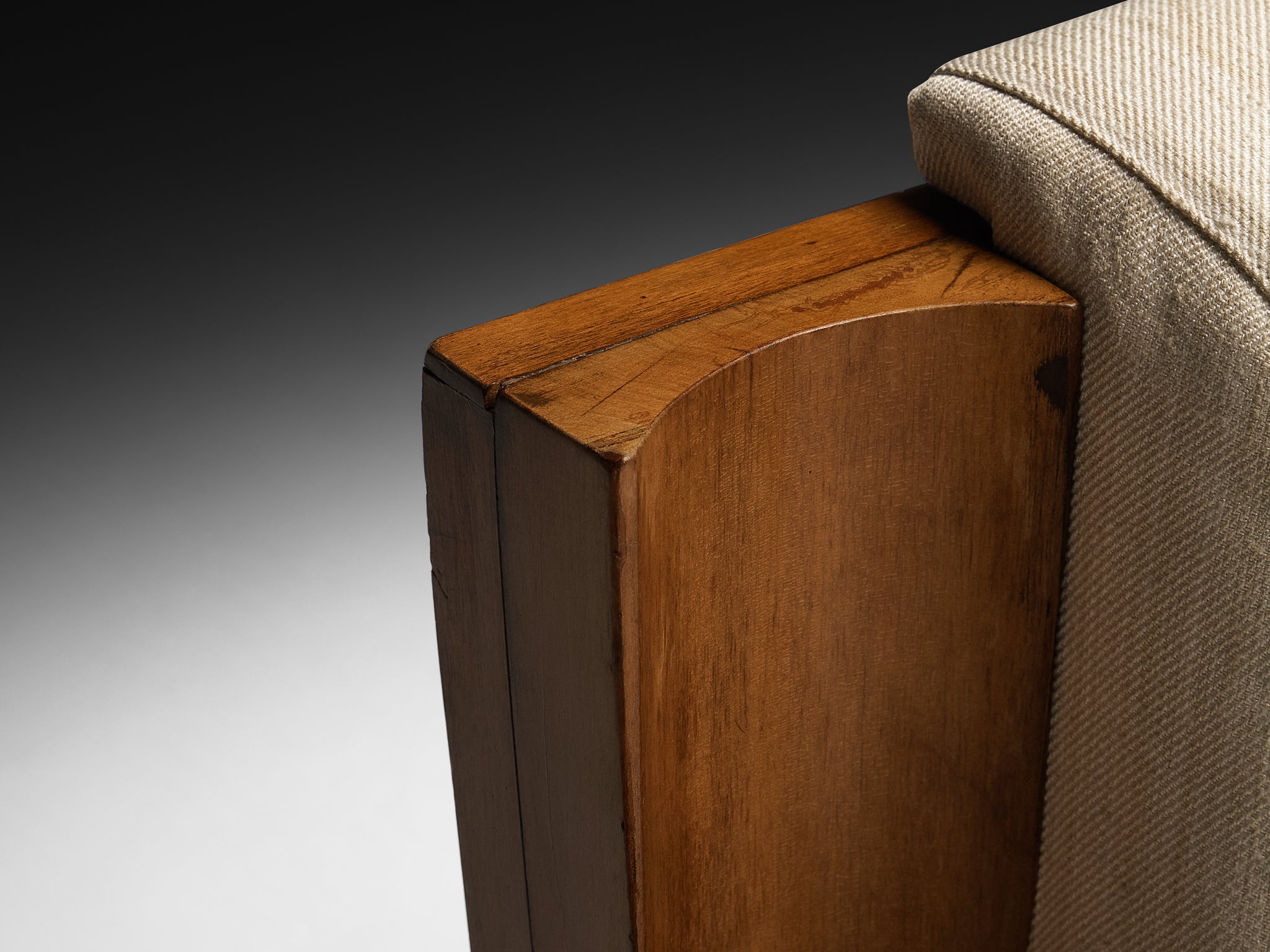 Italian Mid-Century Modern Corner Sofa in Walnut Seating Morentz