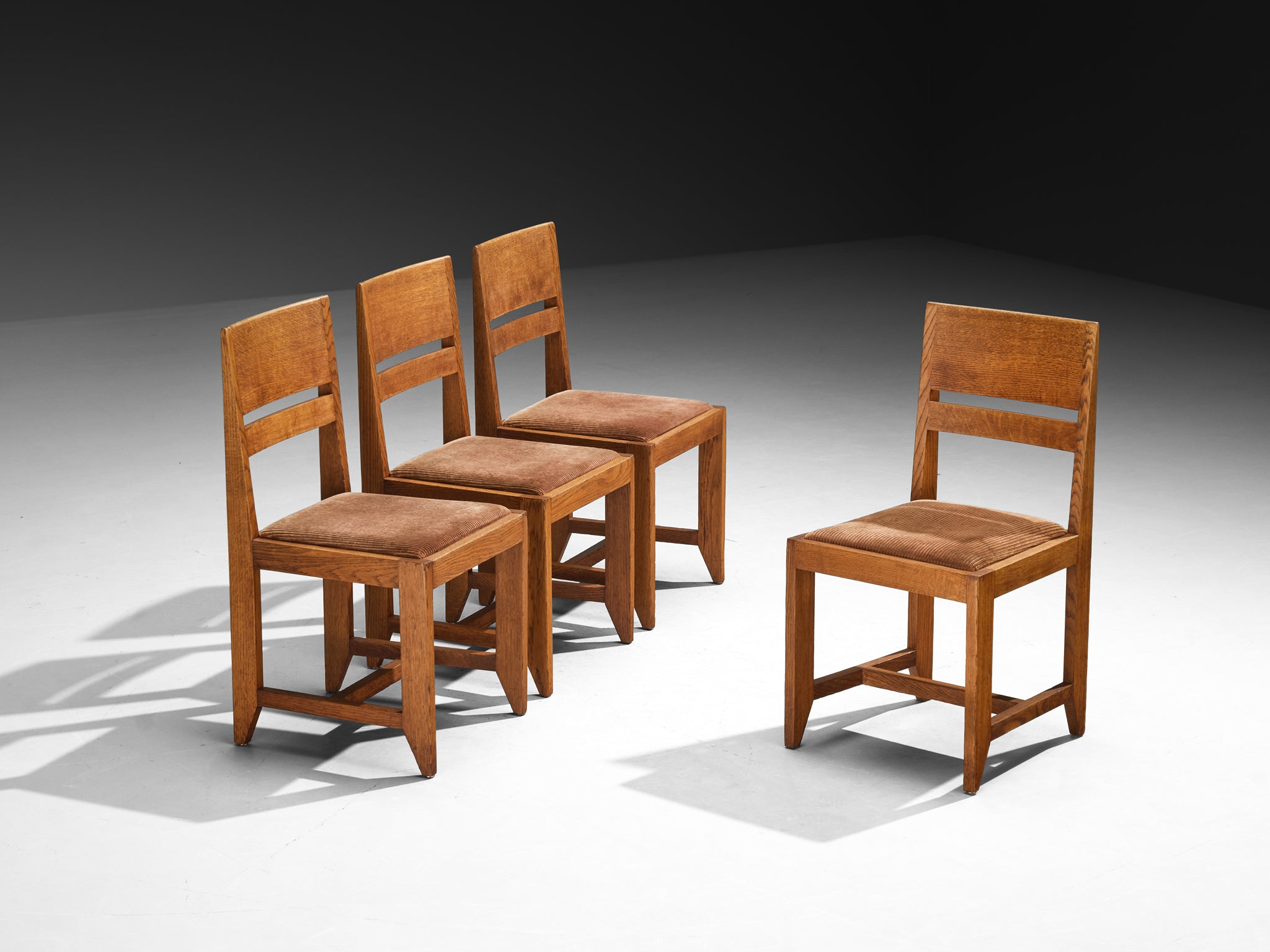 Hendrik Wouda for H. Pander & Zn Set of Four Chairs in Oak Seating Morentz
