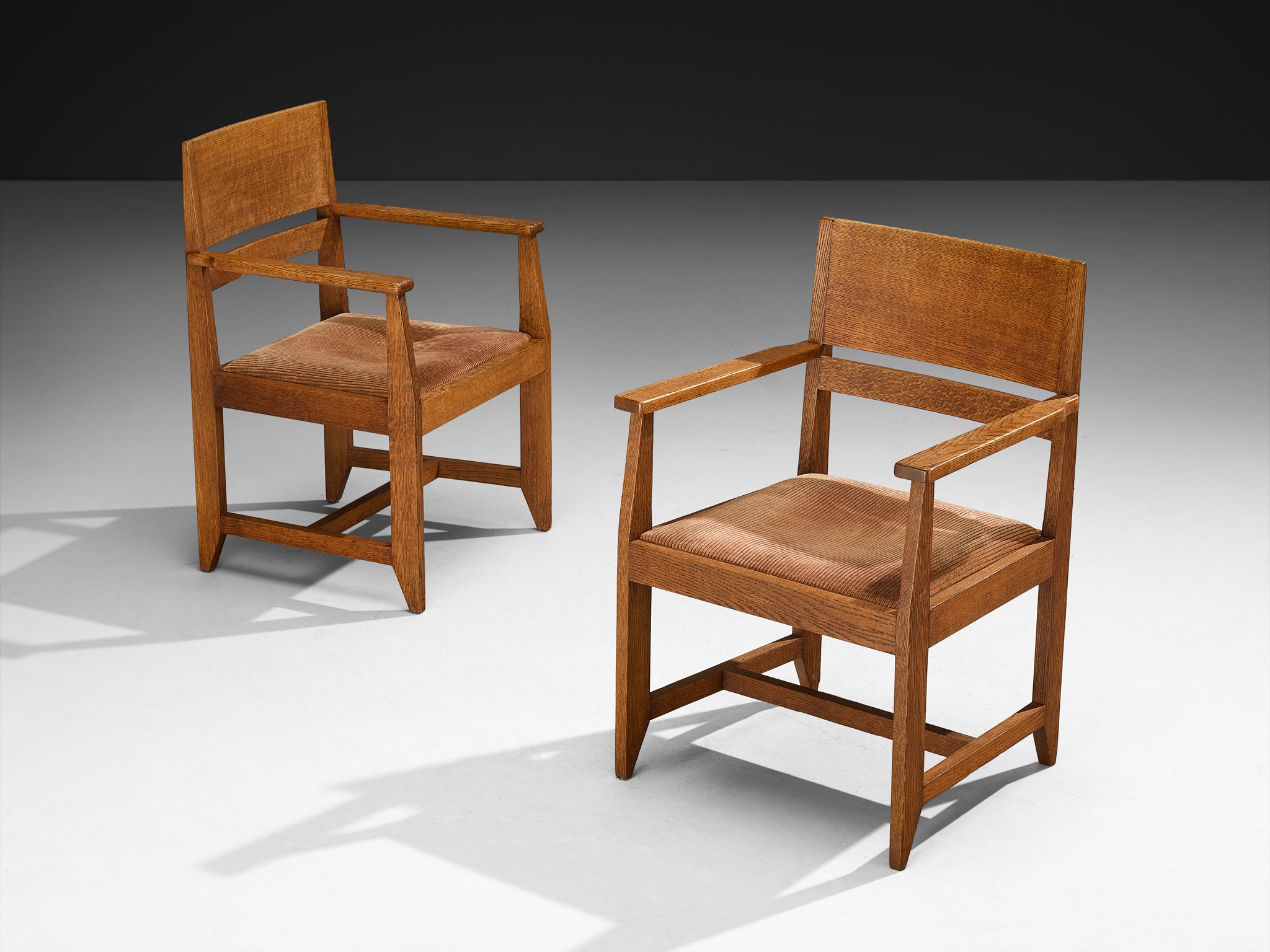 Hendrik Wouda for H. Pander & Zn Pair of Armchairs in Oak Seating Morentz